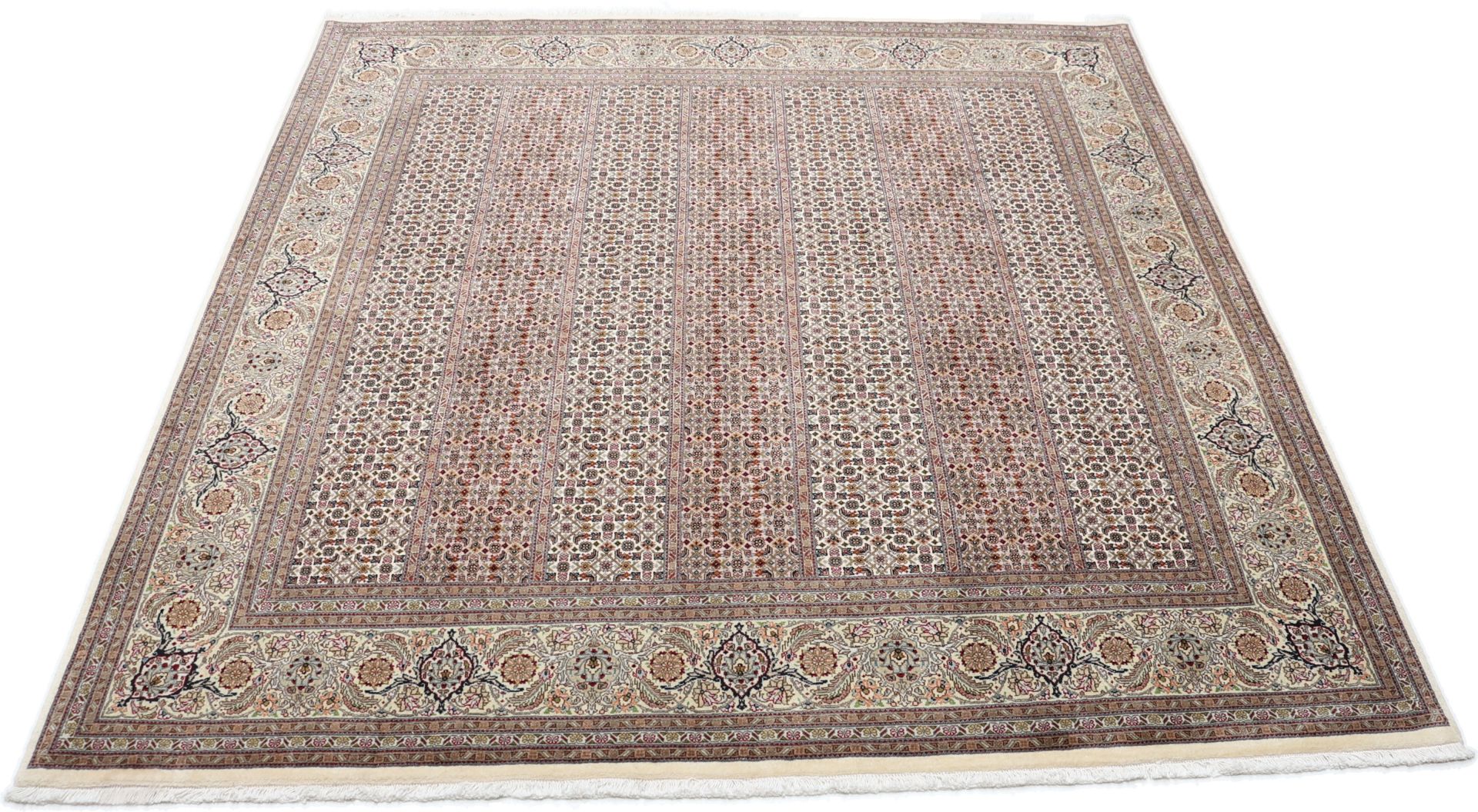 Täbriz Perserteppich 196 × 206 cm aus Wolle & Seide, handgeknüpft
