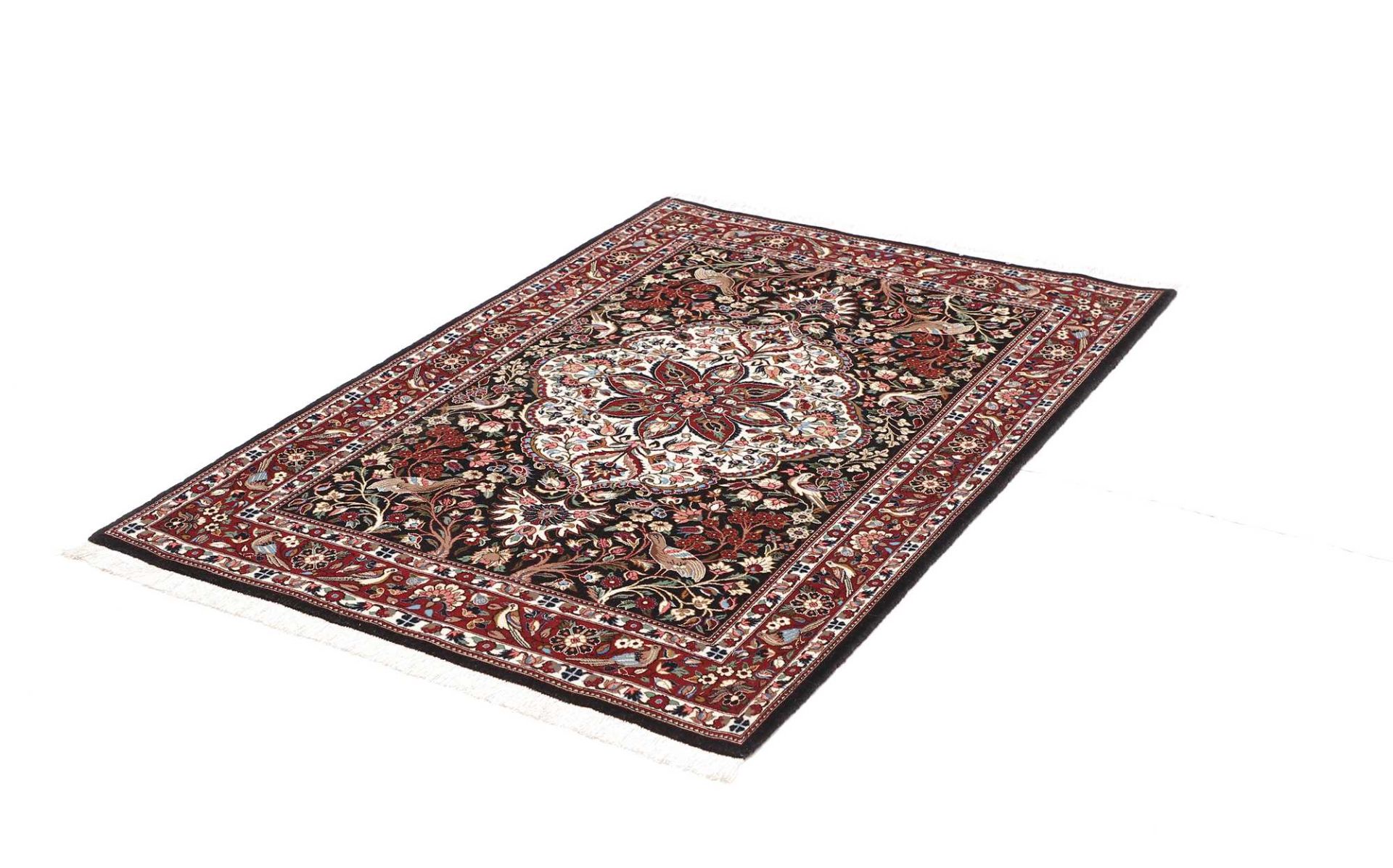 Isfahan Perserteppich 108 × 153 cm aus Wolle & Seide, handgeknüpft