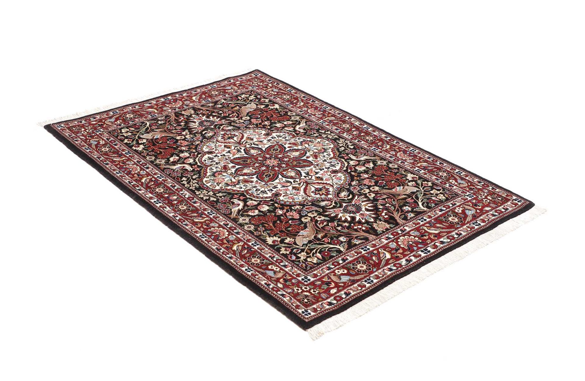 Isfahan Perserteppich 108 × 153 cm aus Wolle & Seide, handgeknüpft