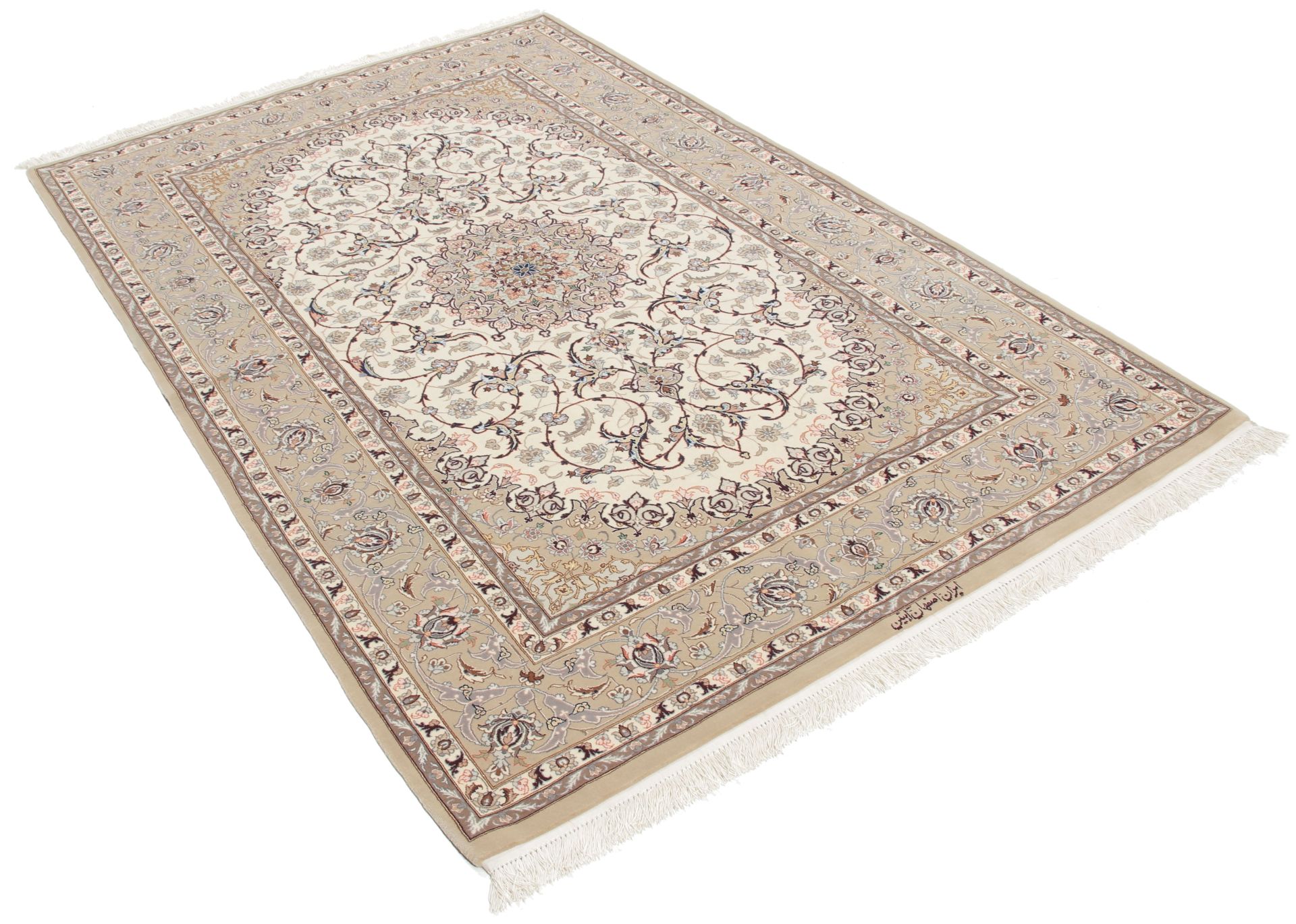 Isfahan Perserteppich 130 × 200 cm aus Wolle & Seide, handgeknüpft