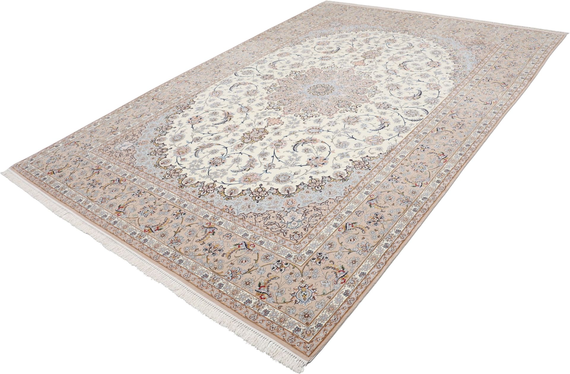 Handgeknüpfter Isfahan Perserteppich, 255 × 366 cm, Wolle & Seide