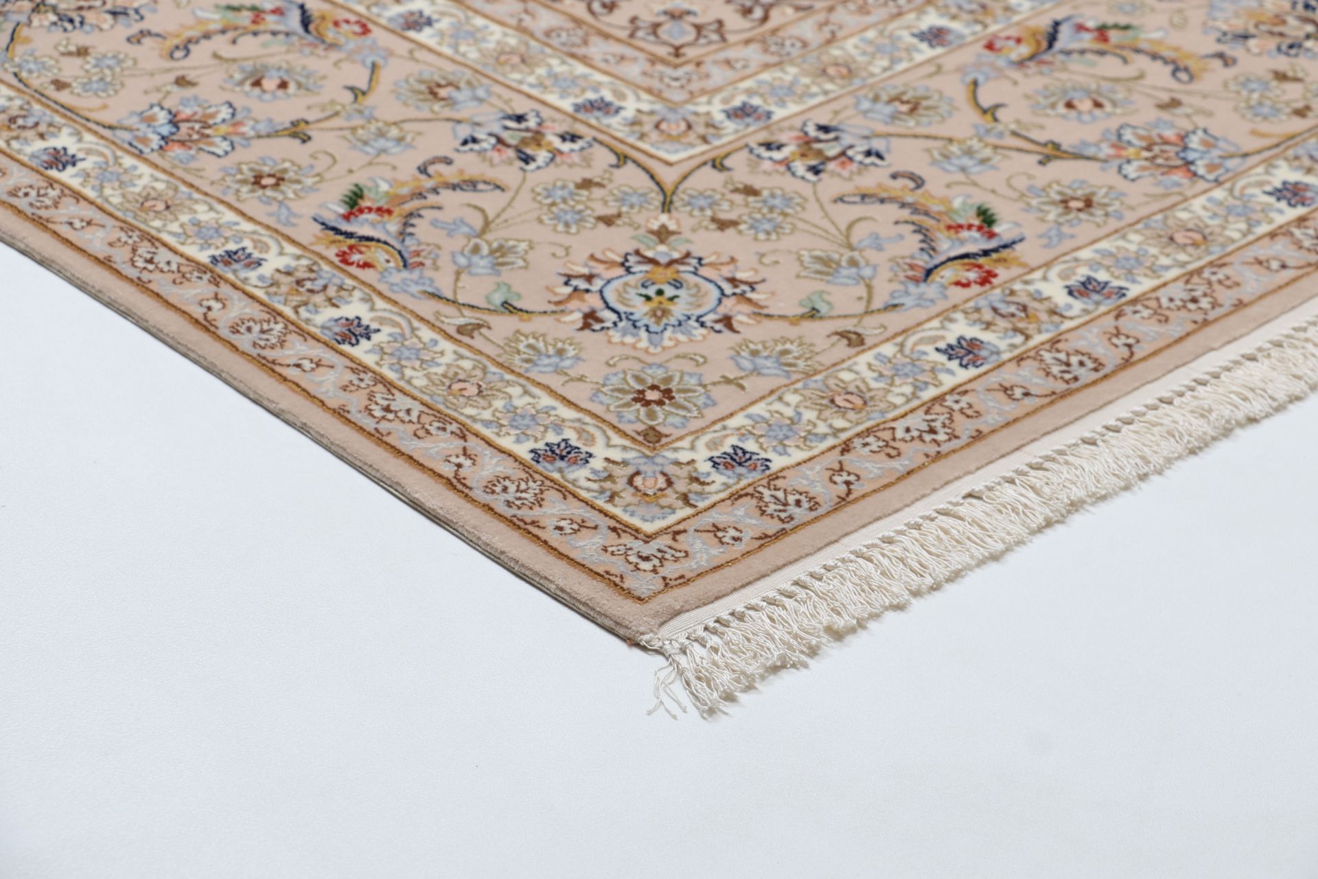 Handgeknüpfter Isfahan Perserteppich, 255 × 366 cm, Wolle & Seide