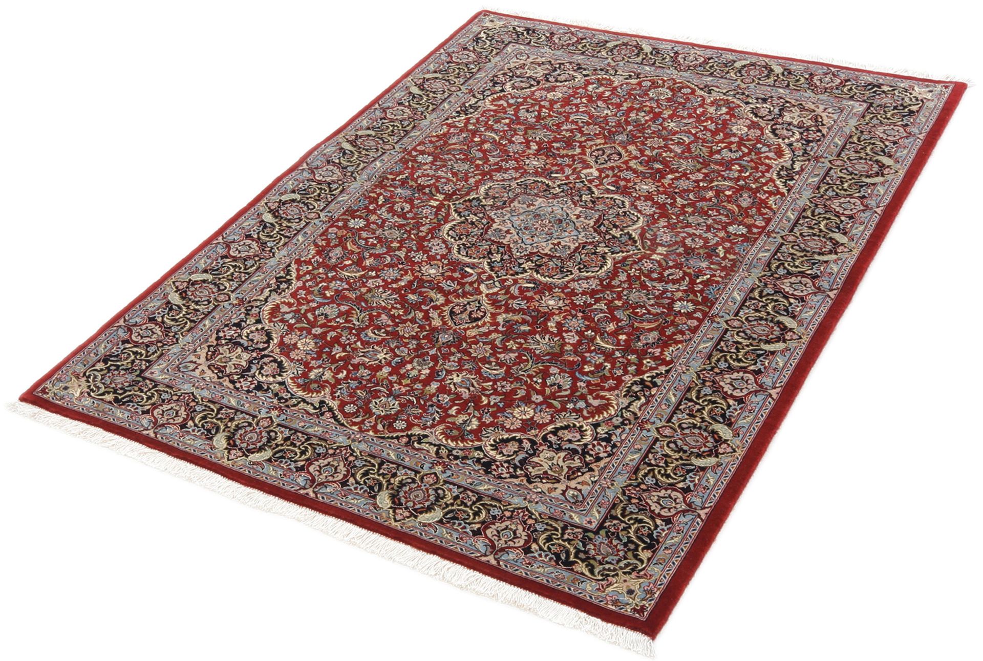 Isfahan Perserteppich 110 × 158 cm aus Wolle & Seide, handgeknüpft