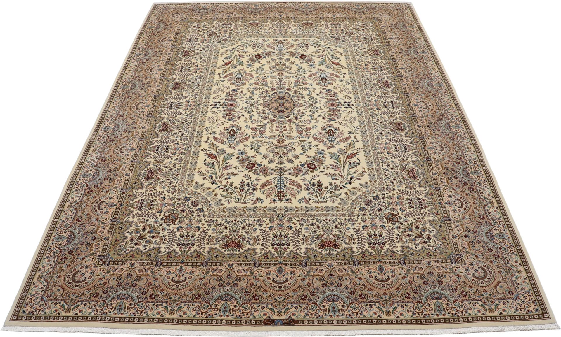 Handgeknüpfter Isfahan Perserteppich, 245 × 337 cm, Wolle & Seide