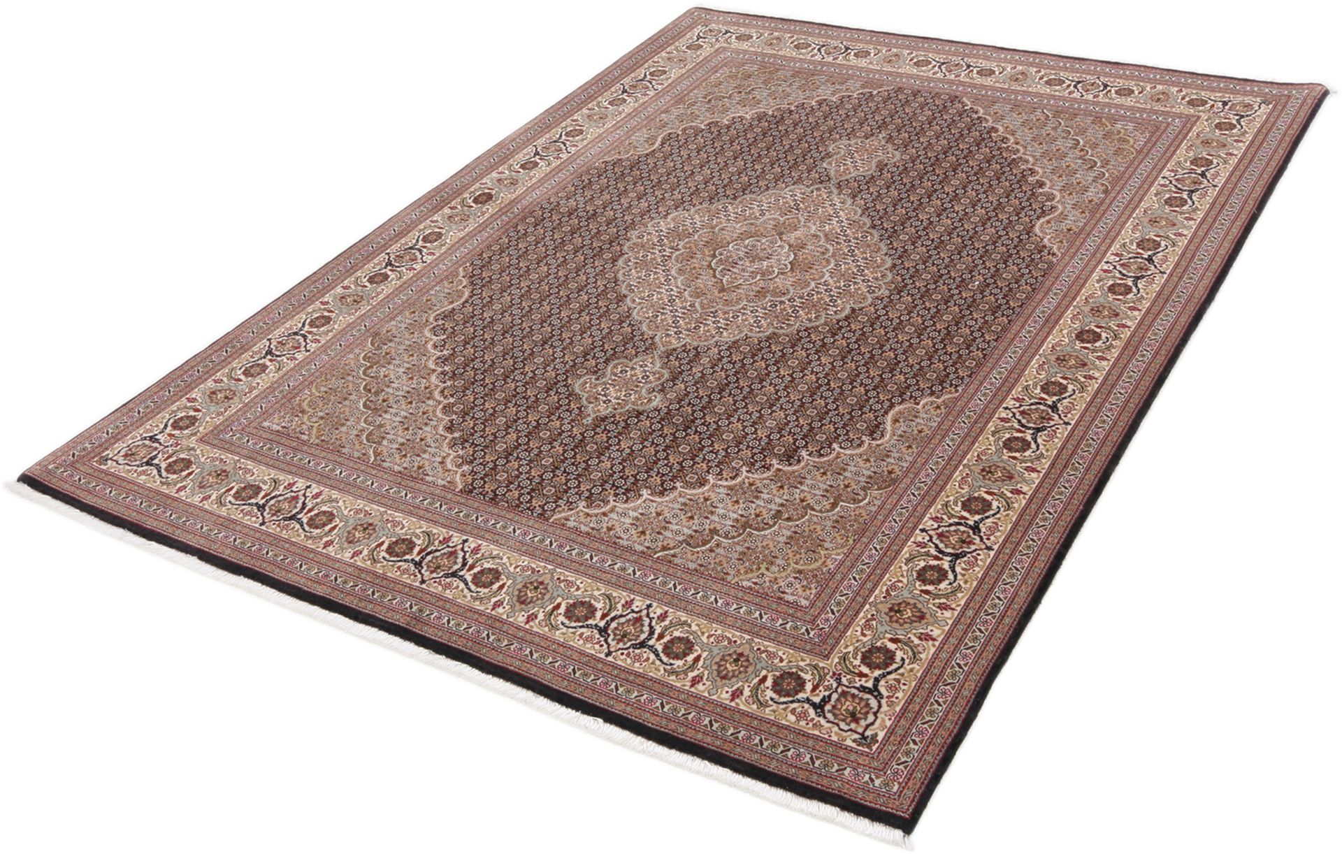 Handgeknüpfter Täbriz Perserteppich, 151 × 210 cm, Wolle & Seide
