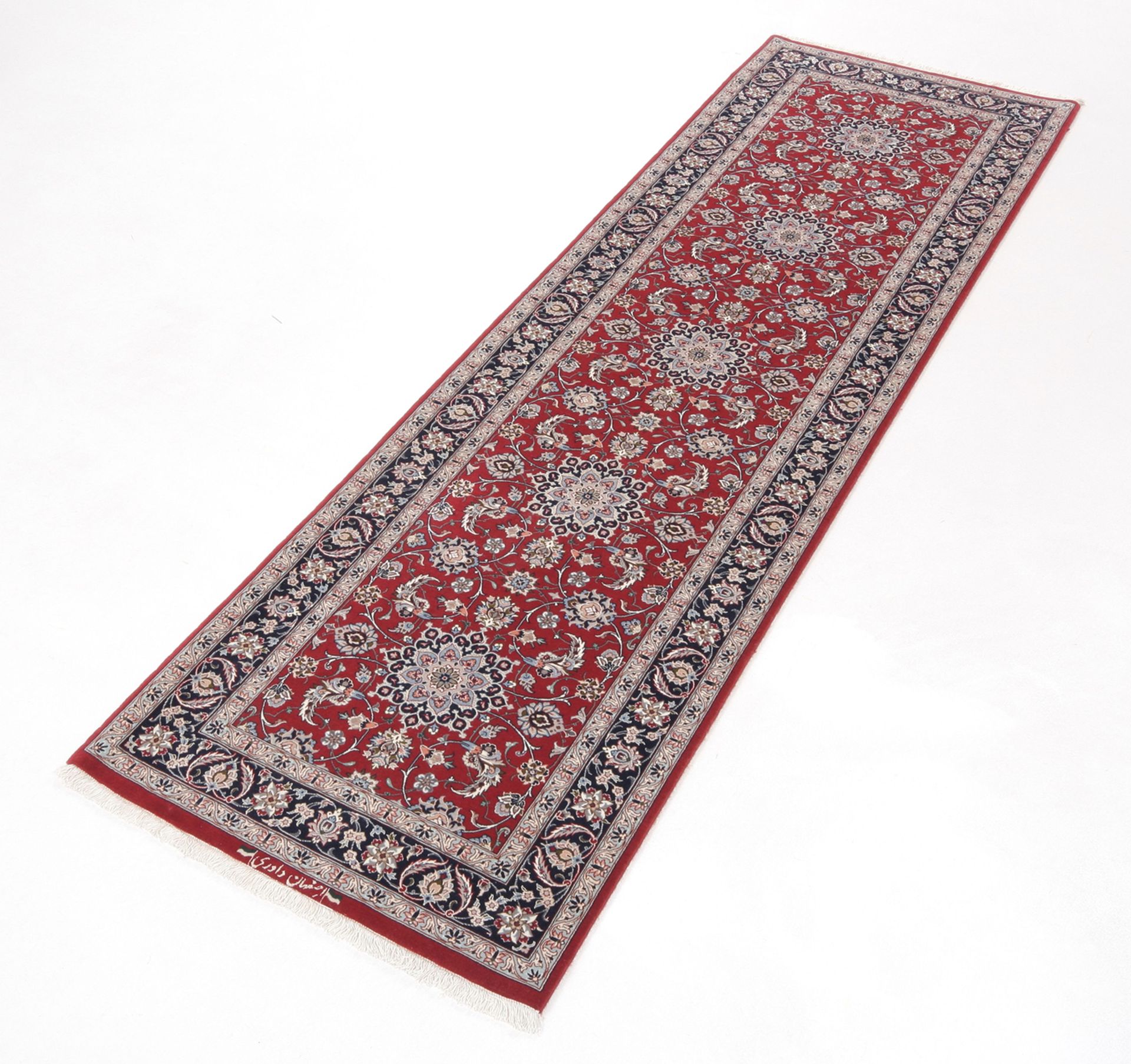 Handgeknüpfter Isfahan Perserteppich, 77 × 266 cm, Wolle & Seide