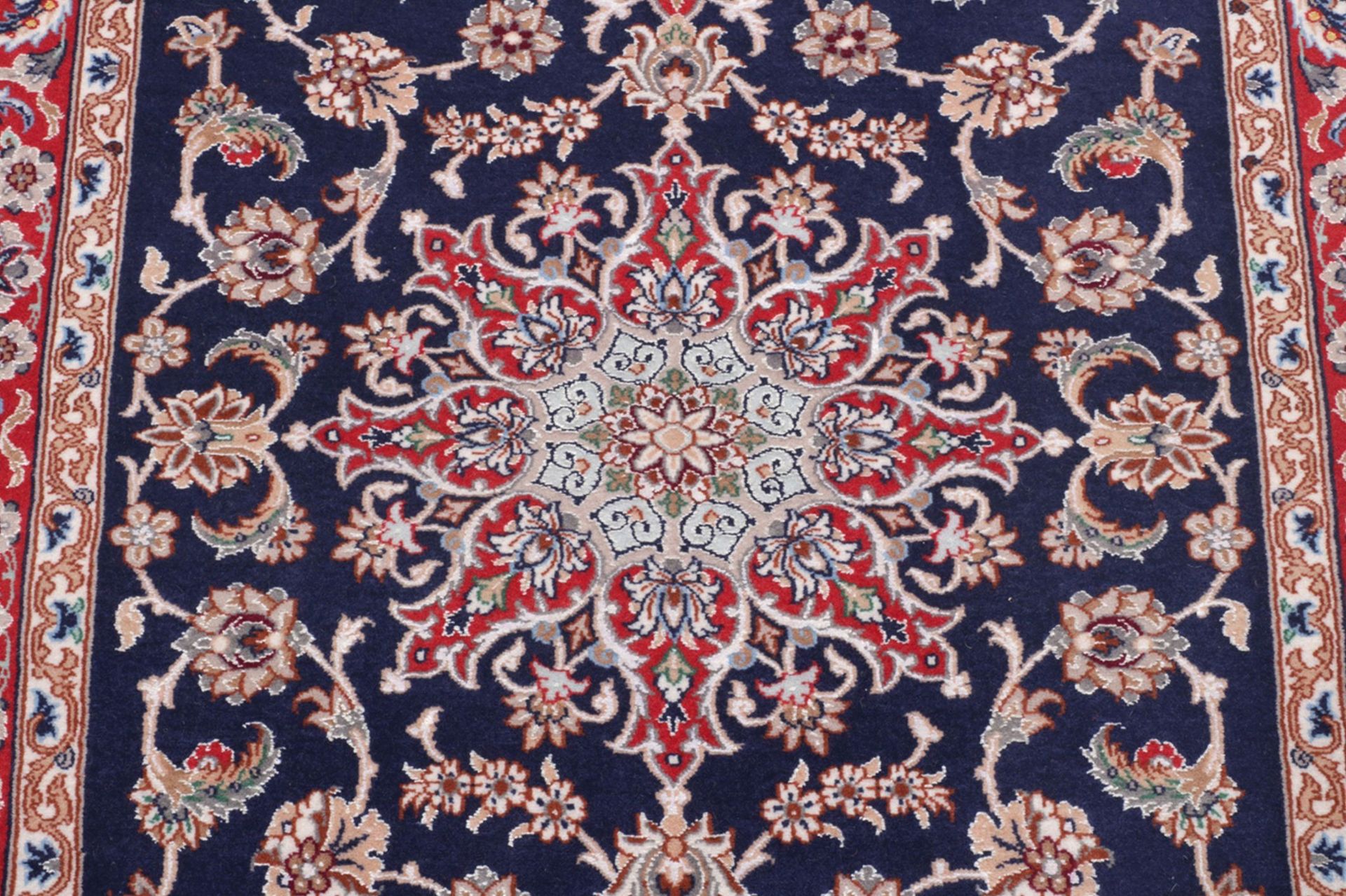 Handgeknüpfter Isfahan Perserteppich, 85 × 316 cm, Wolle & Seide