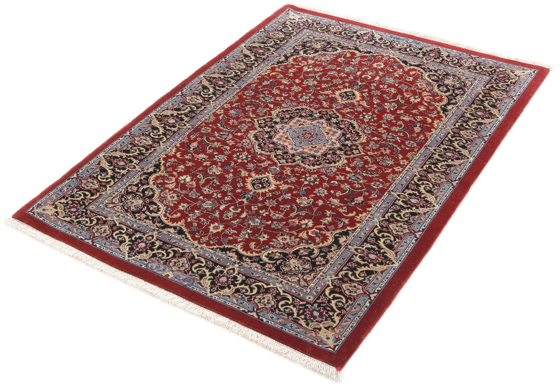 Isfahan Perserteppich 80 × 125 cm aus Wolle & Seide, handgeknüpft