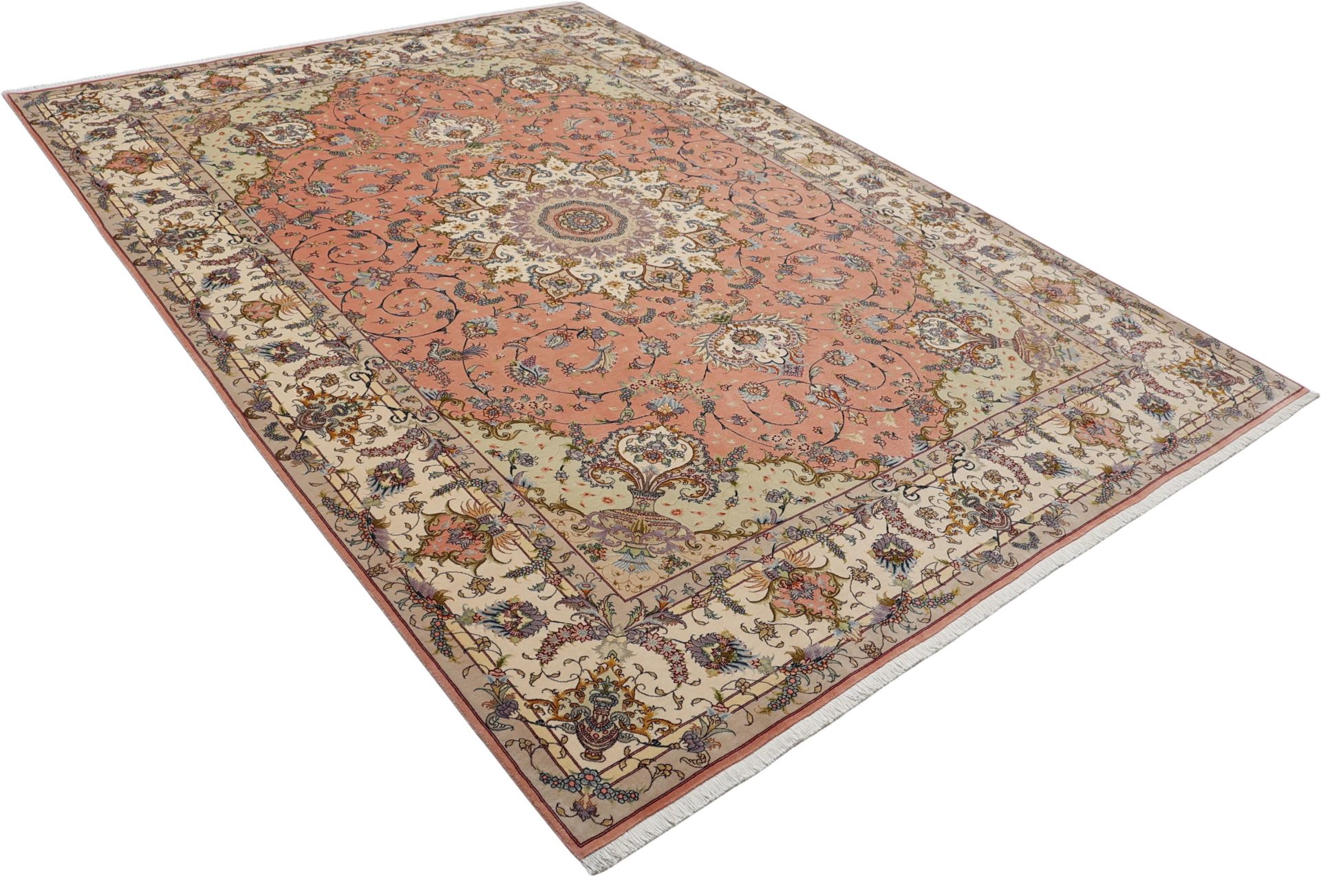 Handgeknüpfter Täbriz Perserteppich, 250 × 348 cm, Wolle & Seide