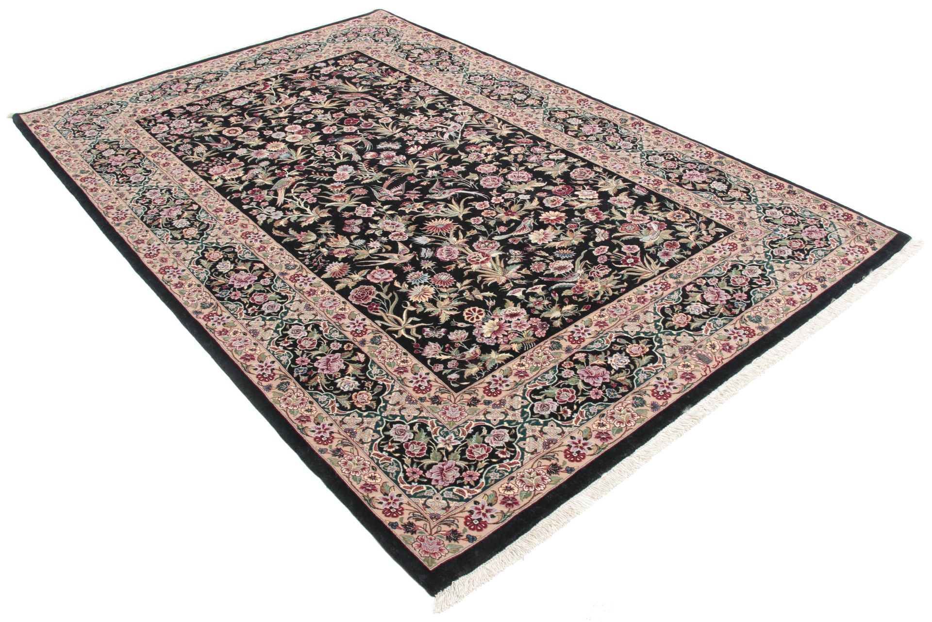 Isfahan Perserteppich 145 × 222 cm aus Wolle & Seide, handgeknüpft