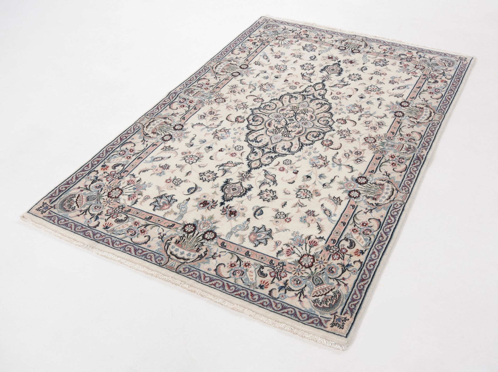 Handgeknüpfter Isfahan Perserteppich, 105 × 164 cm, Wolle & Seide