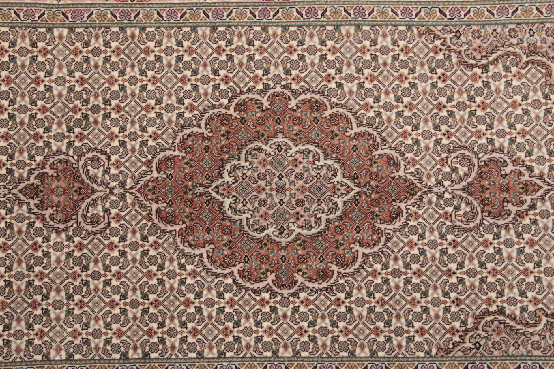 Handgeknüpfter Täbriz Perserteppich, 80 × 253 cm, Wolle & Seide