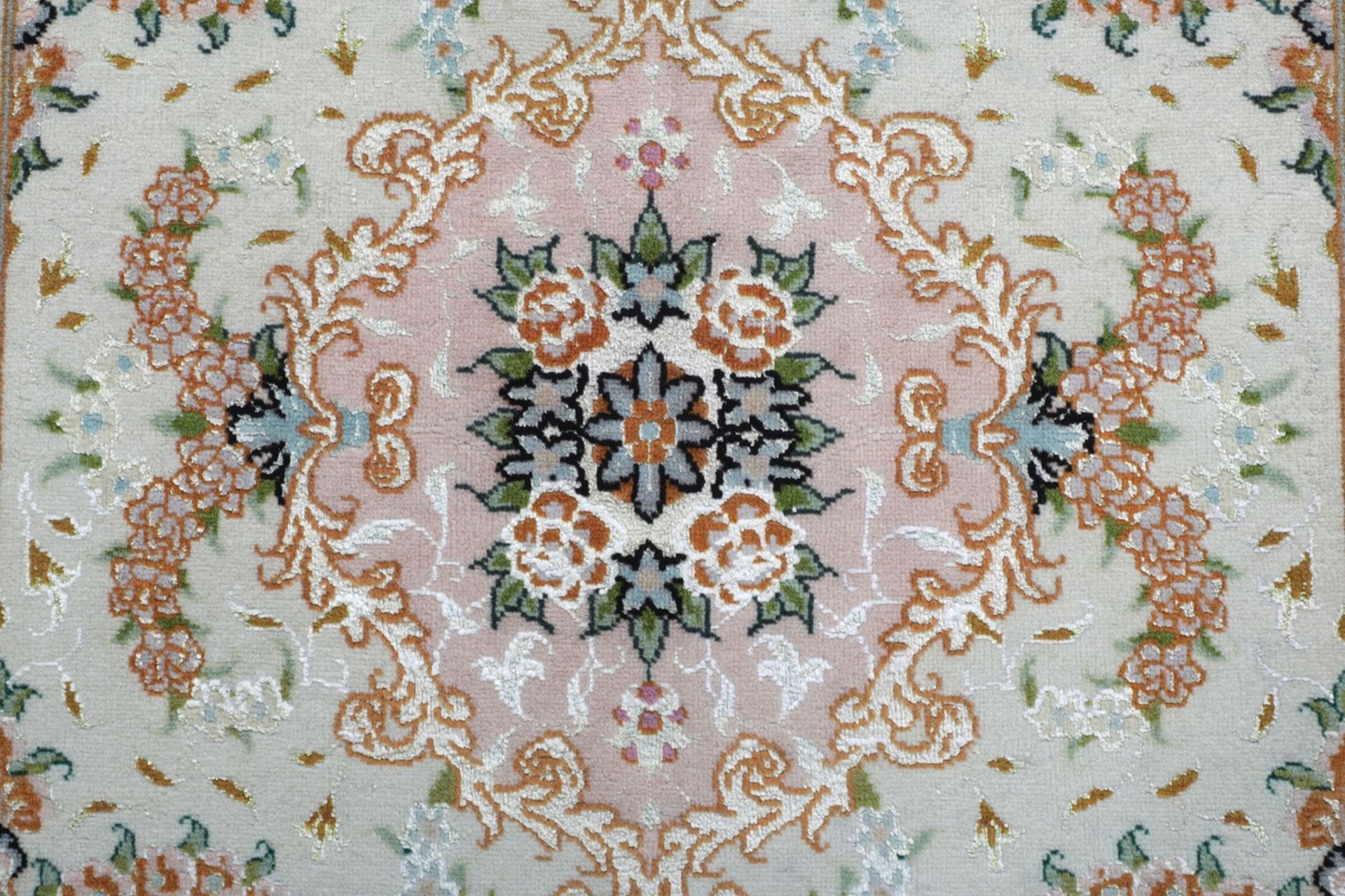 Täbriz Perserteppich 60 × 90 cm aus Wolle & Seide, handgeknüpft