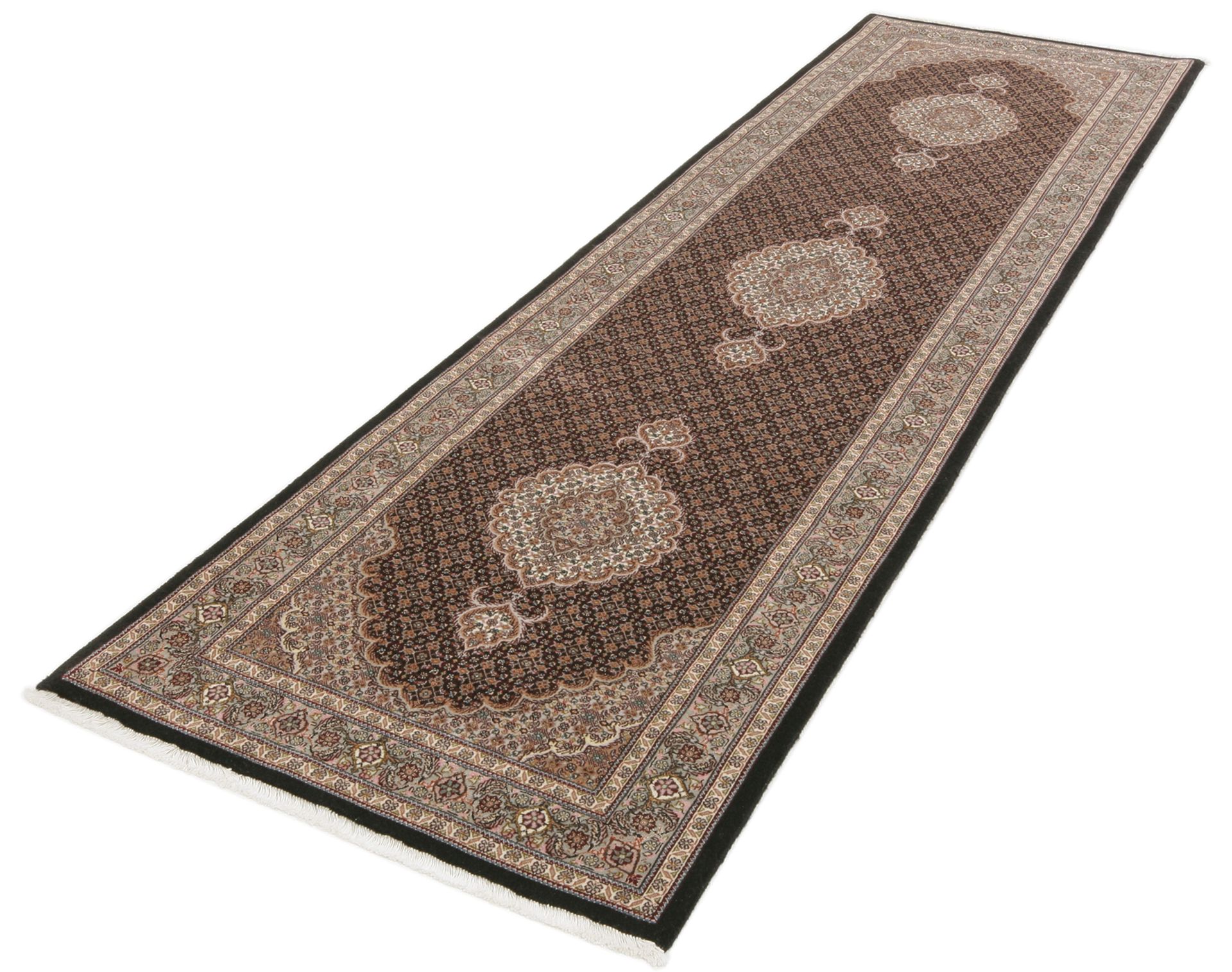 Handgeknüpfter Täbriz Perserteppich, 87 × 300 cm, Wolle & Seide