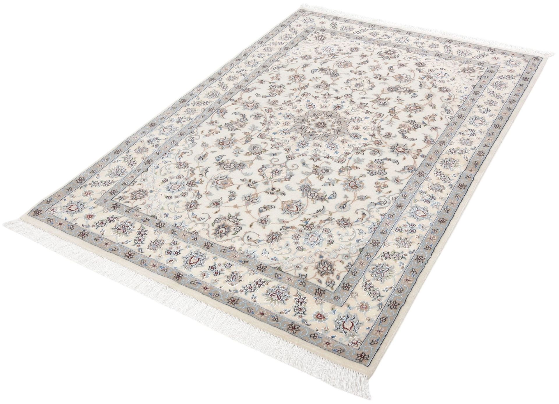 Handgeknüpfter Nain Perserteppich, 110 × 160 cm, Wolle & Seide