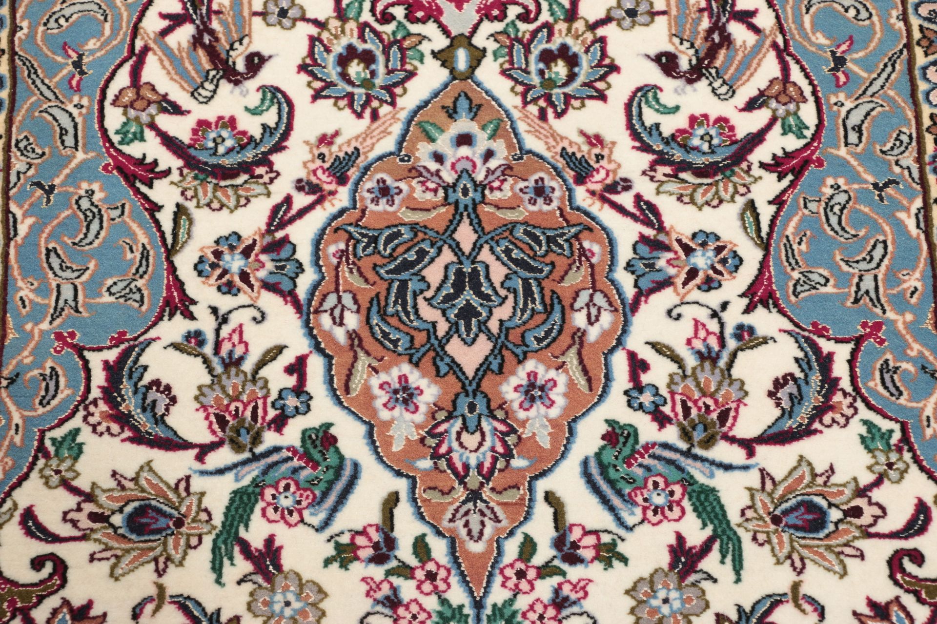 Handgeknüpfter Isfahan Perserteppich, 71 × 105 cm, Wolle & Seide