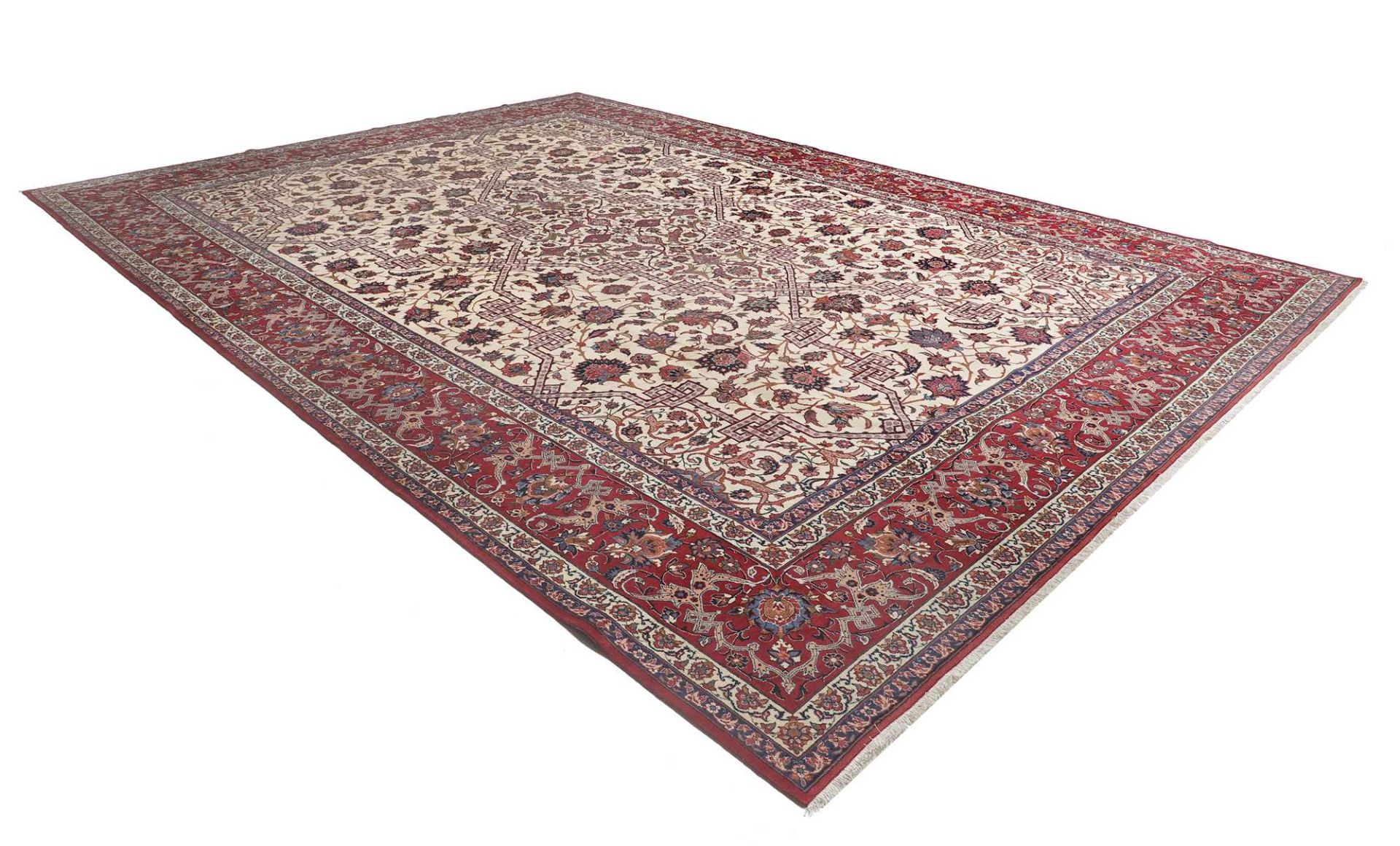 Handgeknüpfter Isfahan Perserteppich 369 × 523 cm