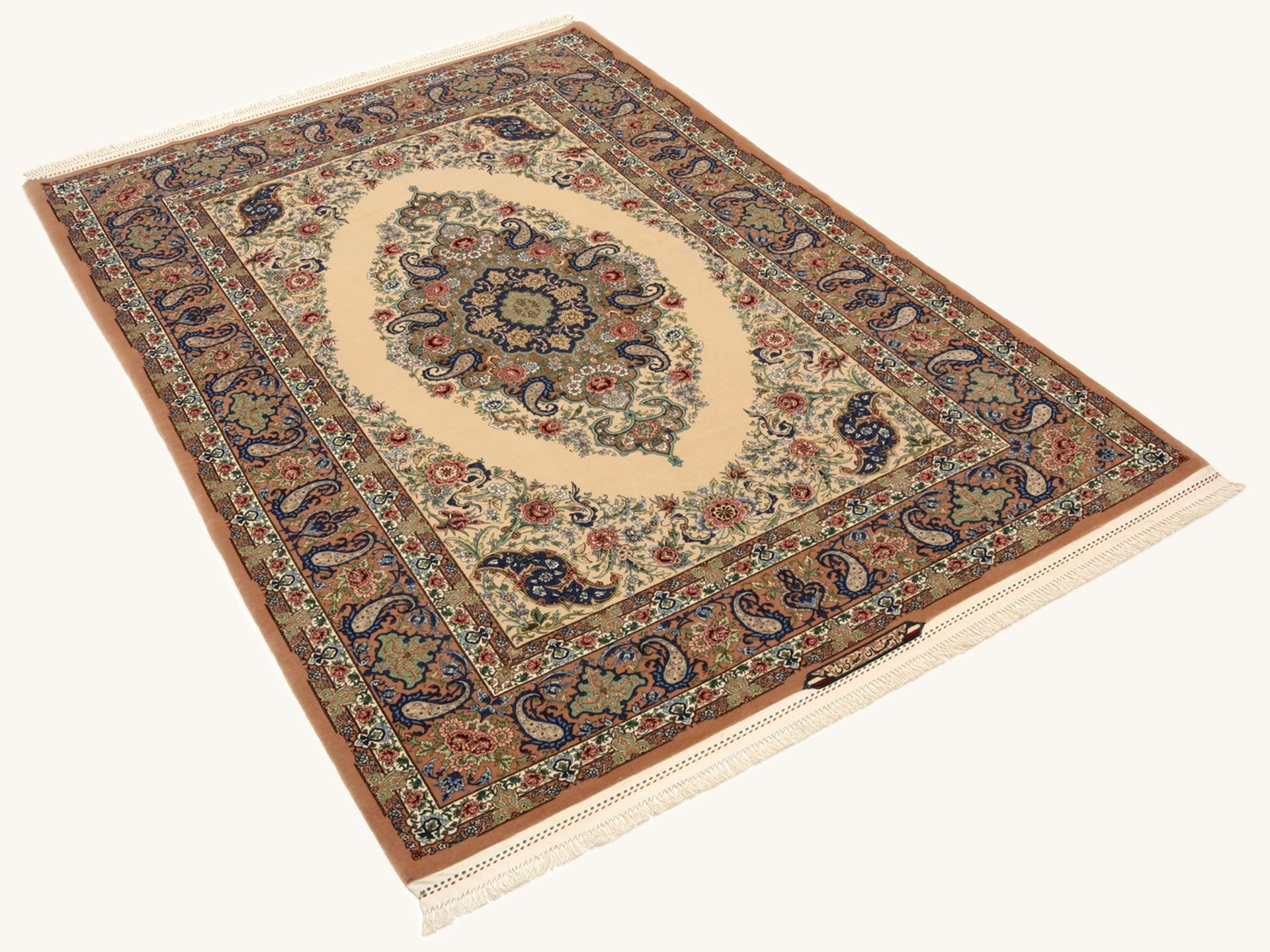 Isfahan Perserteppich 137 × 205 cm aus Wolle & Seide, handgeknüpft