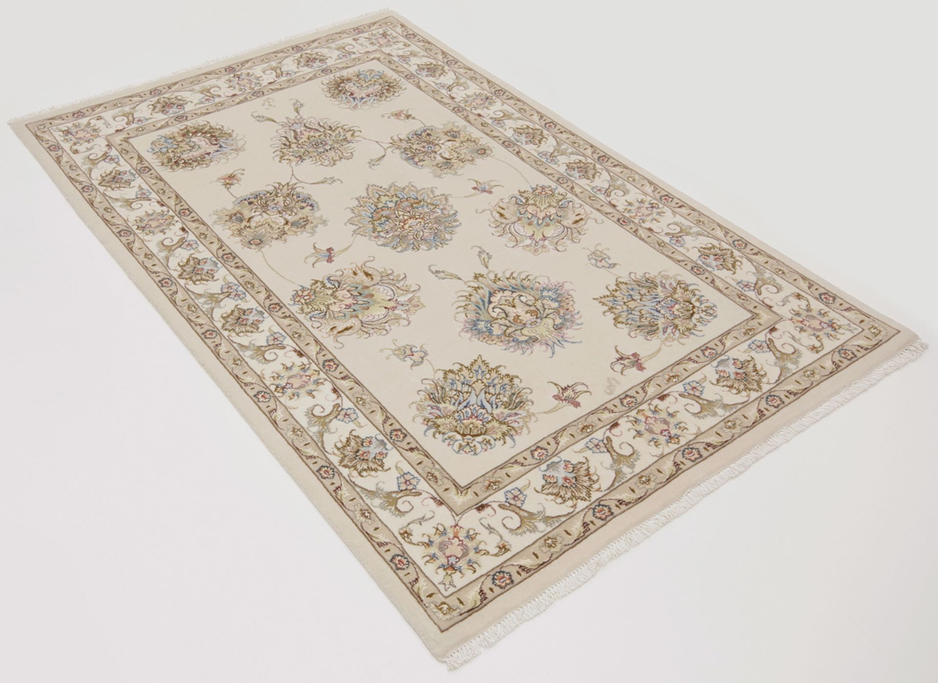 Handgeknüpfter Täbriz Perserteppich, 100 × 152 cm, Wolle & Seide