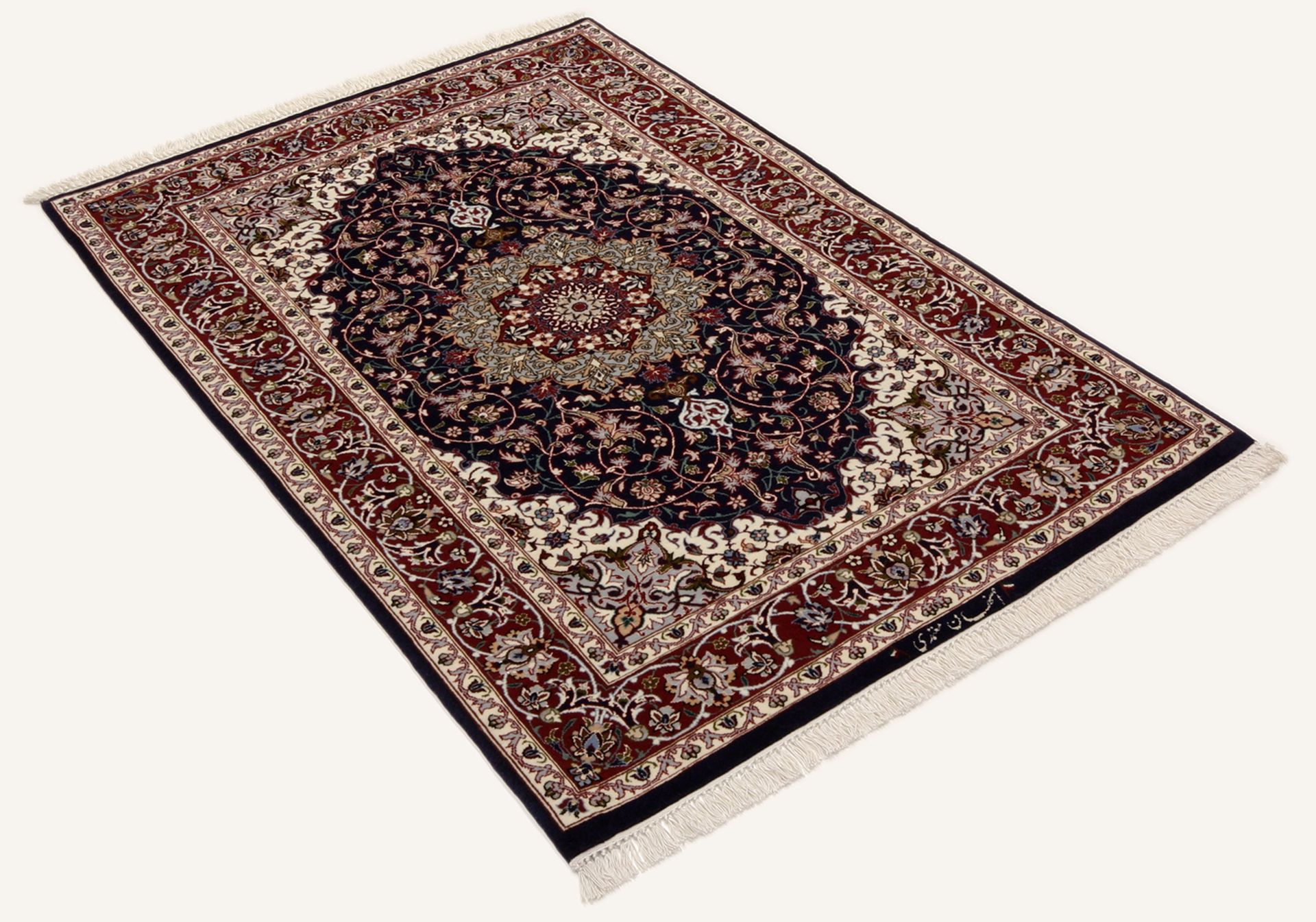 perserteppich-isfahan-85-x-127-cm-schurwolle-seide-handgeknupft-2 Handgeknüpfter Isfahan Perserteppich, 85 × 127 cm, Wolle & Seide