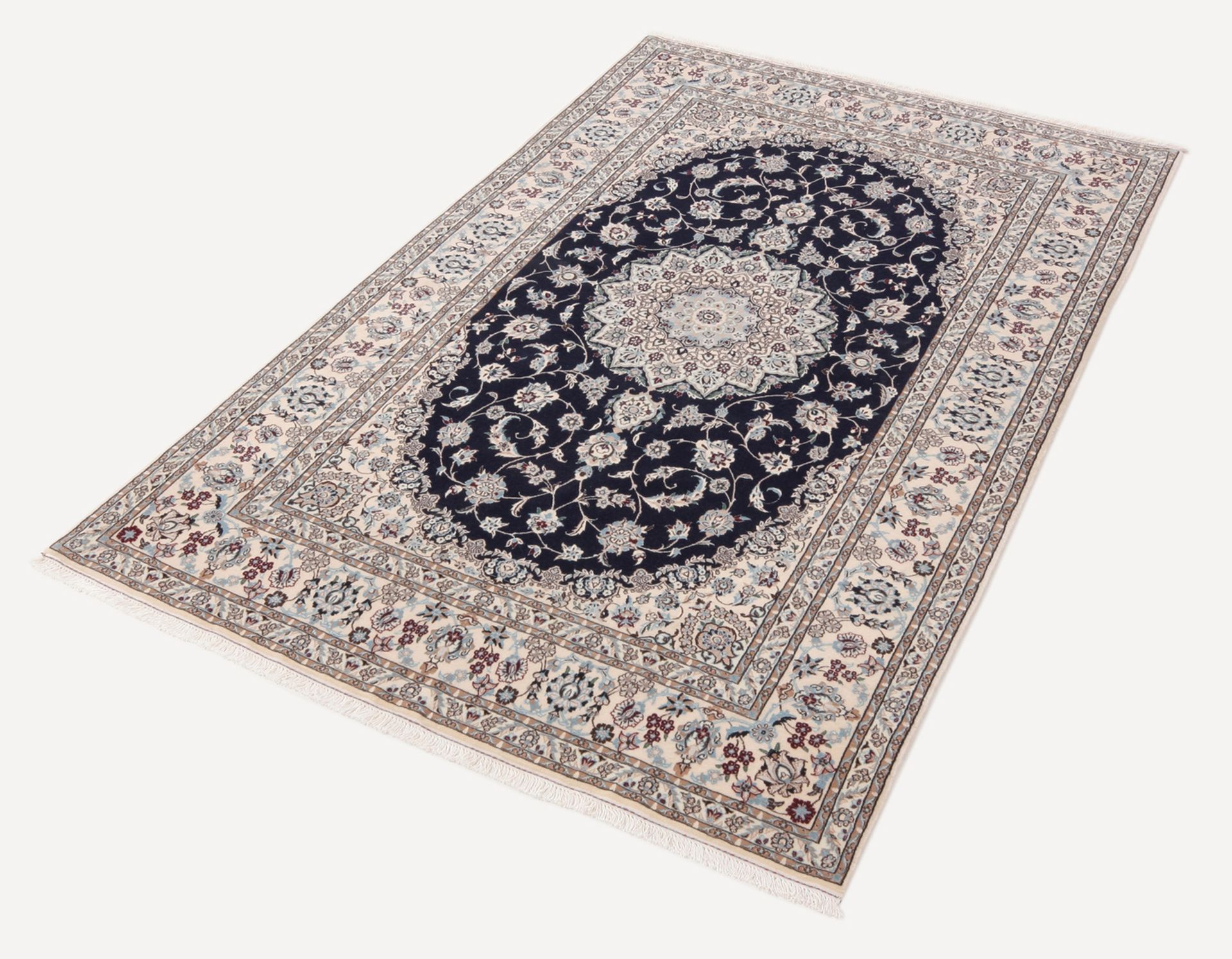 Handgeknüpfter Nain Perserteppich, 128 × 203 cm, Wolle & Seide