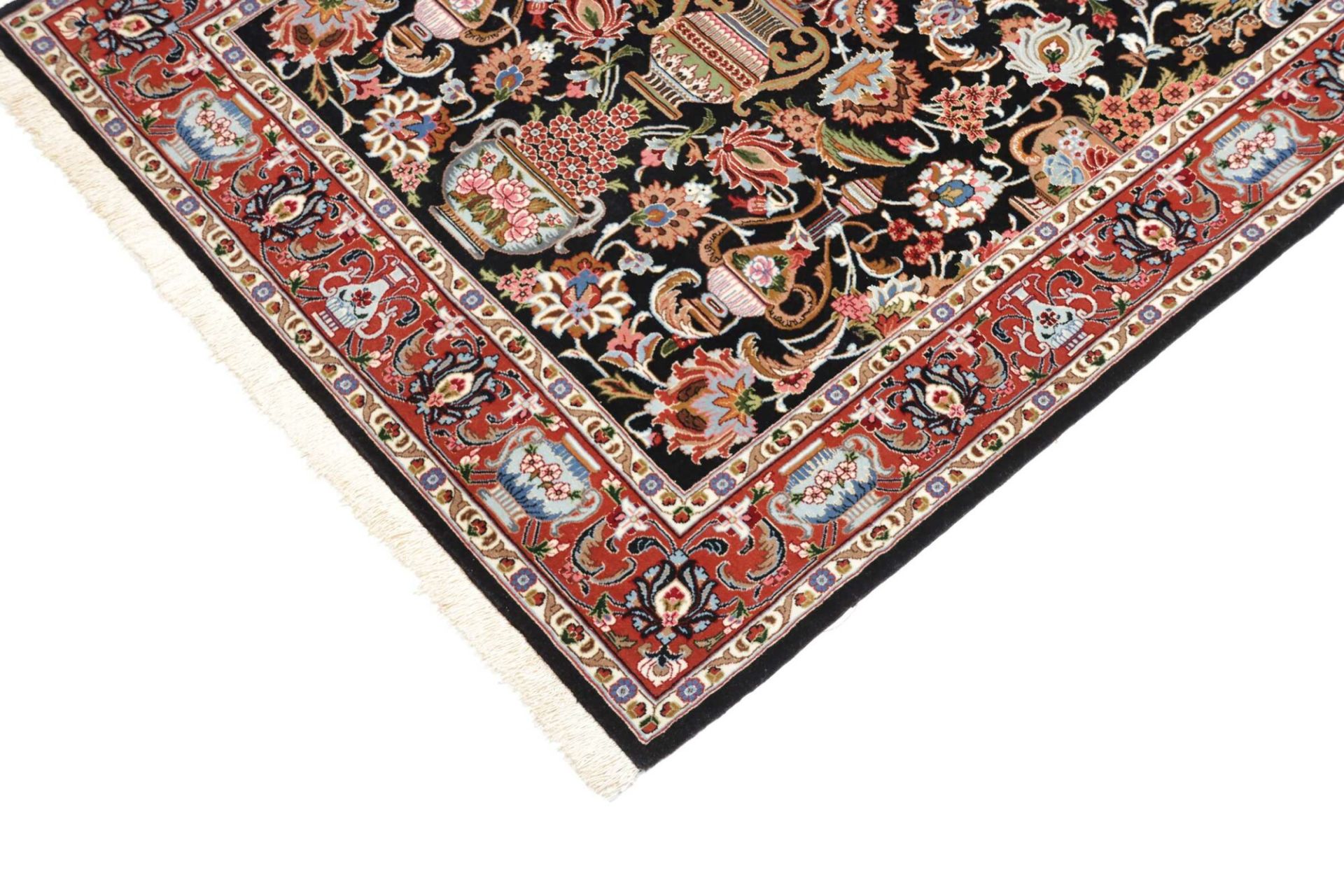 Handgeknüpfter Isfahan Perserteppich, 104 × 156 cm, Wolle & Seide
