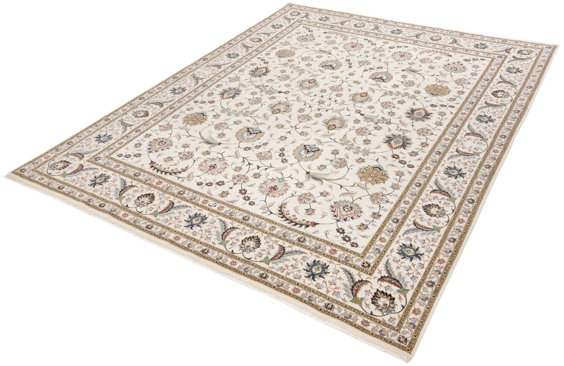 Täbriz Perserteppich 200 × 255 cm aus Wolle & Seide, handgeknüpft