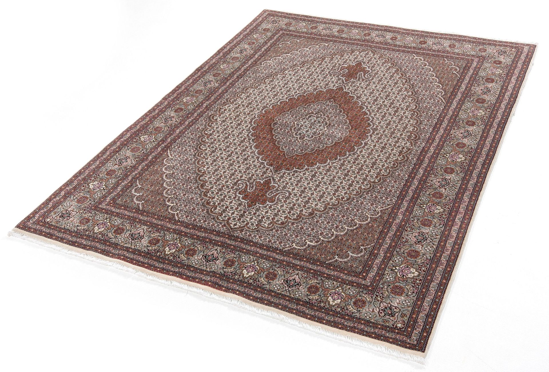 Täbriz Perserteppich 151 × 204 cm aus Wolle & Seide, handgeknüpft
