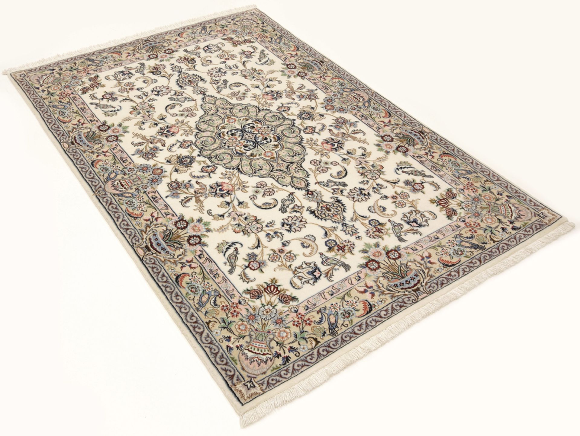 Isfahan Perserteppich 107 × 160 cm aus Wolle & Seide, handgeknüpft