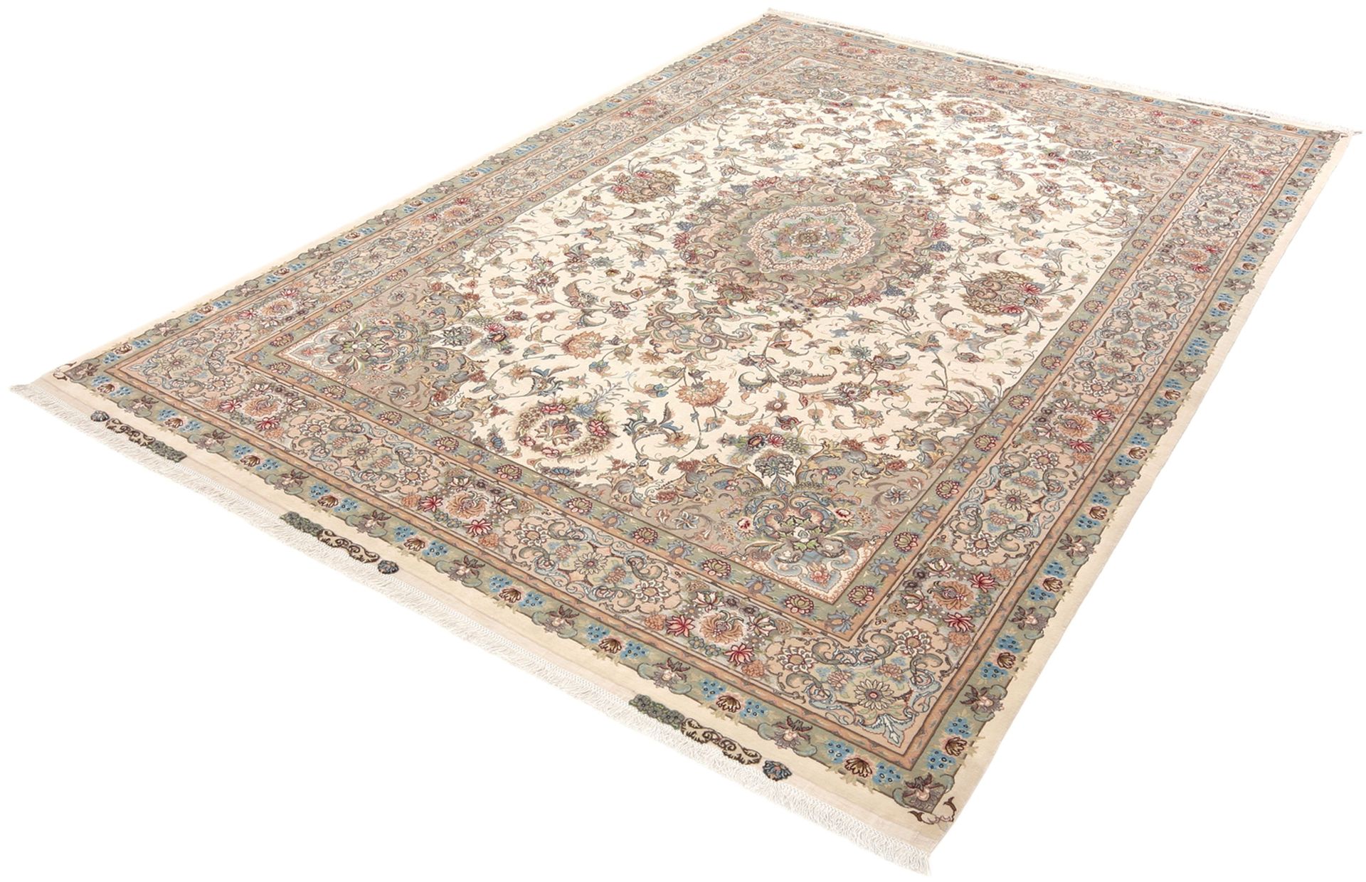 Täbriz Perserteppich 245 × 353 cm aus Wolle & Seide, handgeknüpft