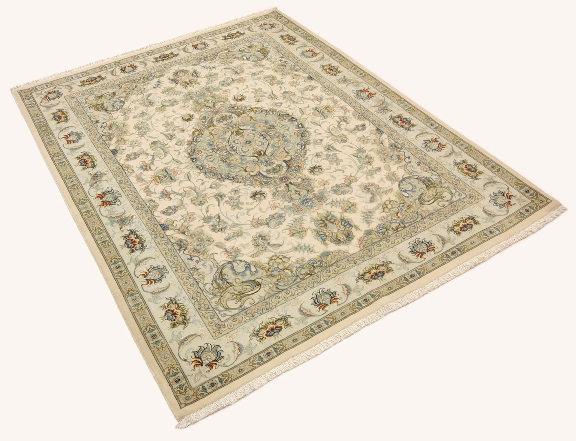 Täbriz Perserteppich 150 × 202 cm aus Wolle & Seide, handgeknüpft