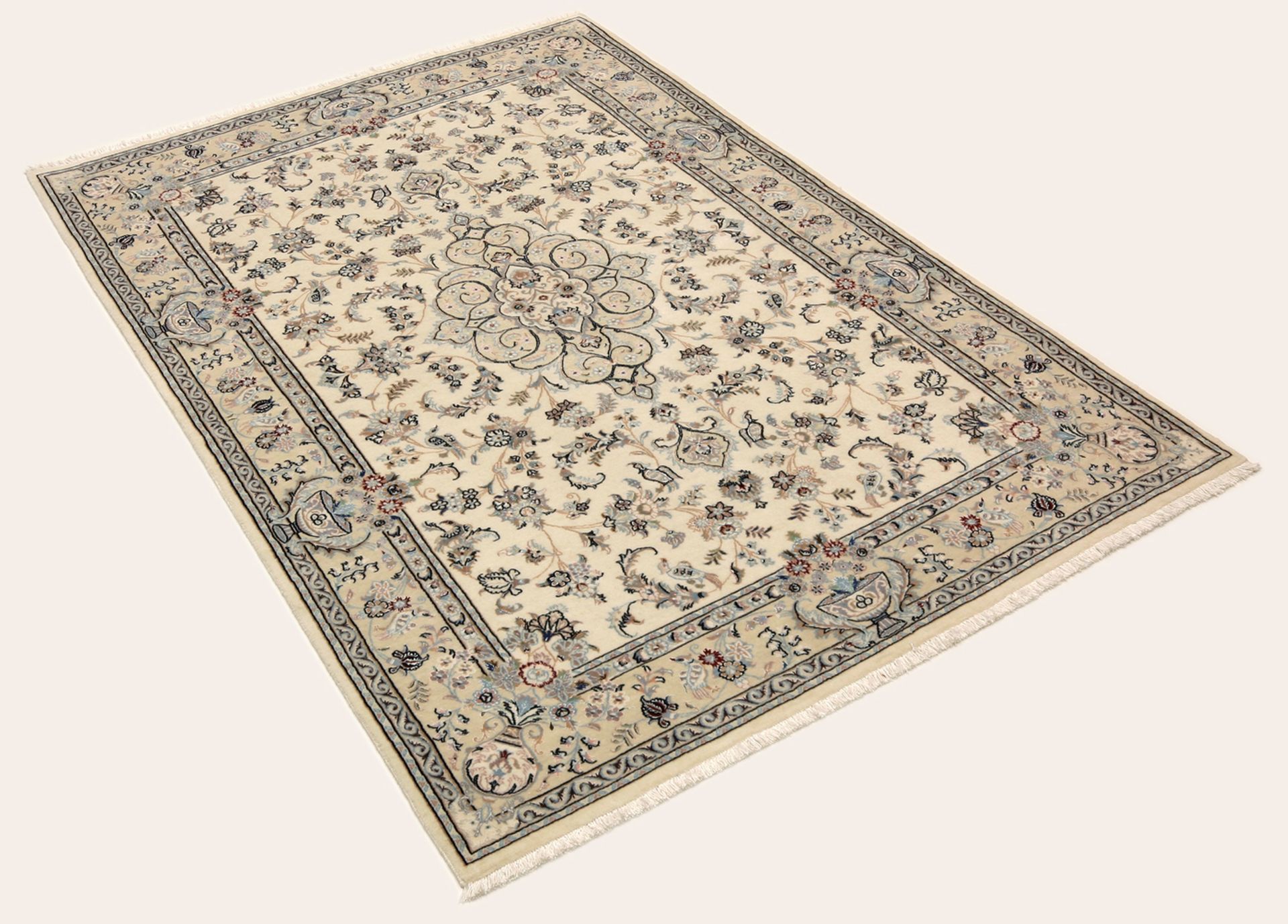 Isfahan Perserteppich 135 × 210 cm aus Wolle & Seide, handgeknüpft