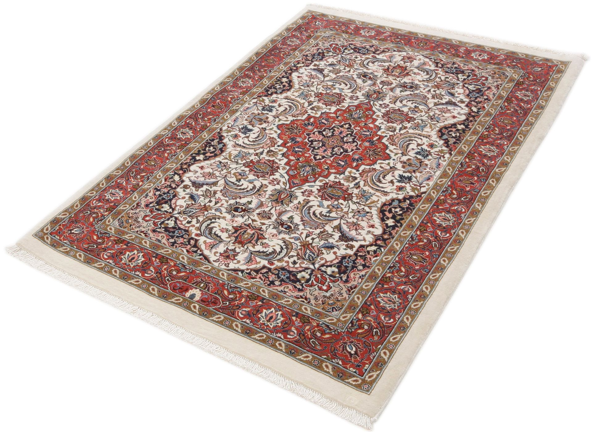 Isfahan Perserteppich 83 × 132 cm aus Wolle & Seide, handgeknüpft