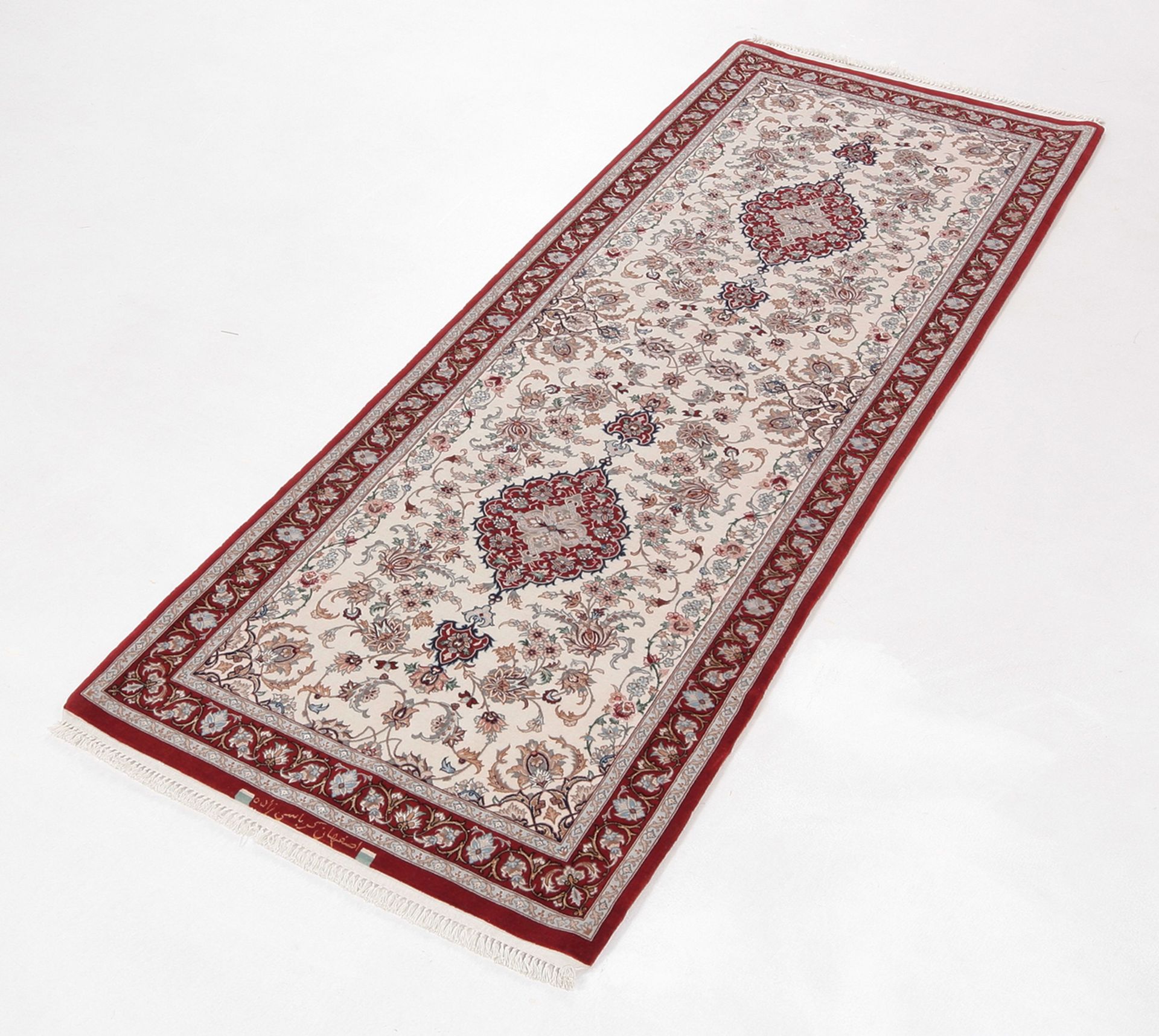 Isfahan Perserteppich 82 × 228 cm aus Wolle & Seide, handgeknüpft
