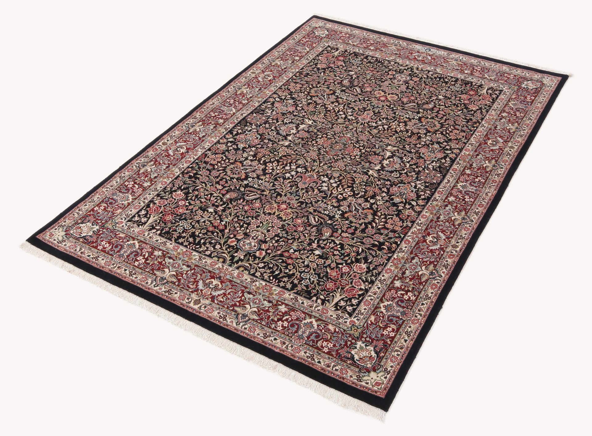 Handgeknüpfter Isfahan Perserteppich, 140 × 210 cm, Wolle & Seide