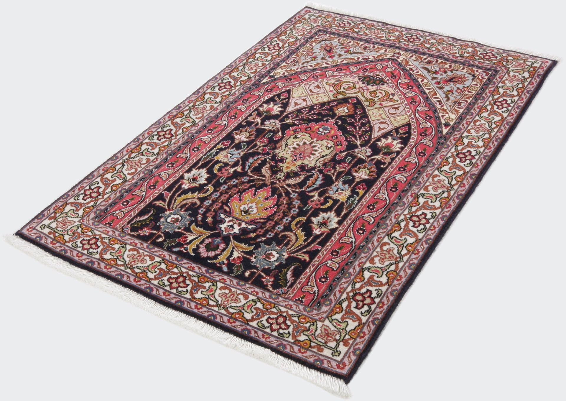 Handgeknüpfter Täbriz Perserteppich, 65 × 100 cm, Wolle & Seide