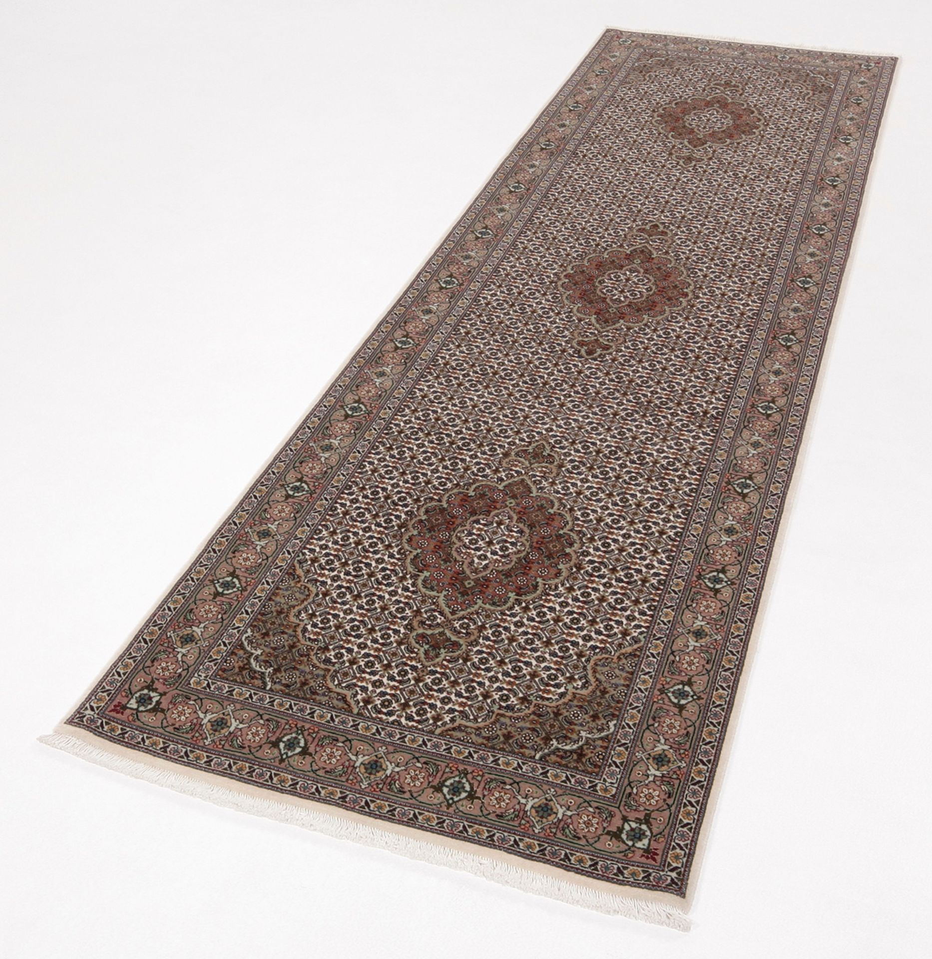 Täbriz Perserteppich 80 × 300 cm aus Wolle & Seide, handgeknüpft