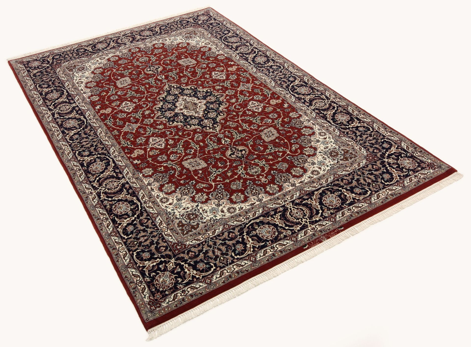 Handgeknüpfter Isfahan Perserteppich, 152 × 237 cm, Wolle & Seide