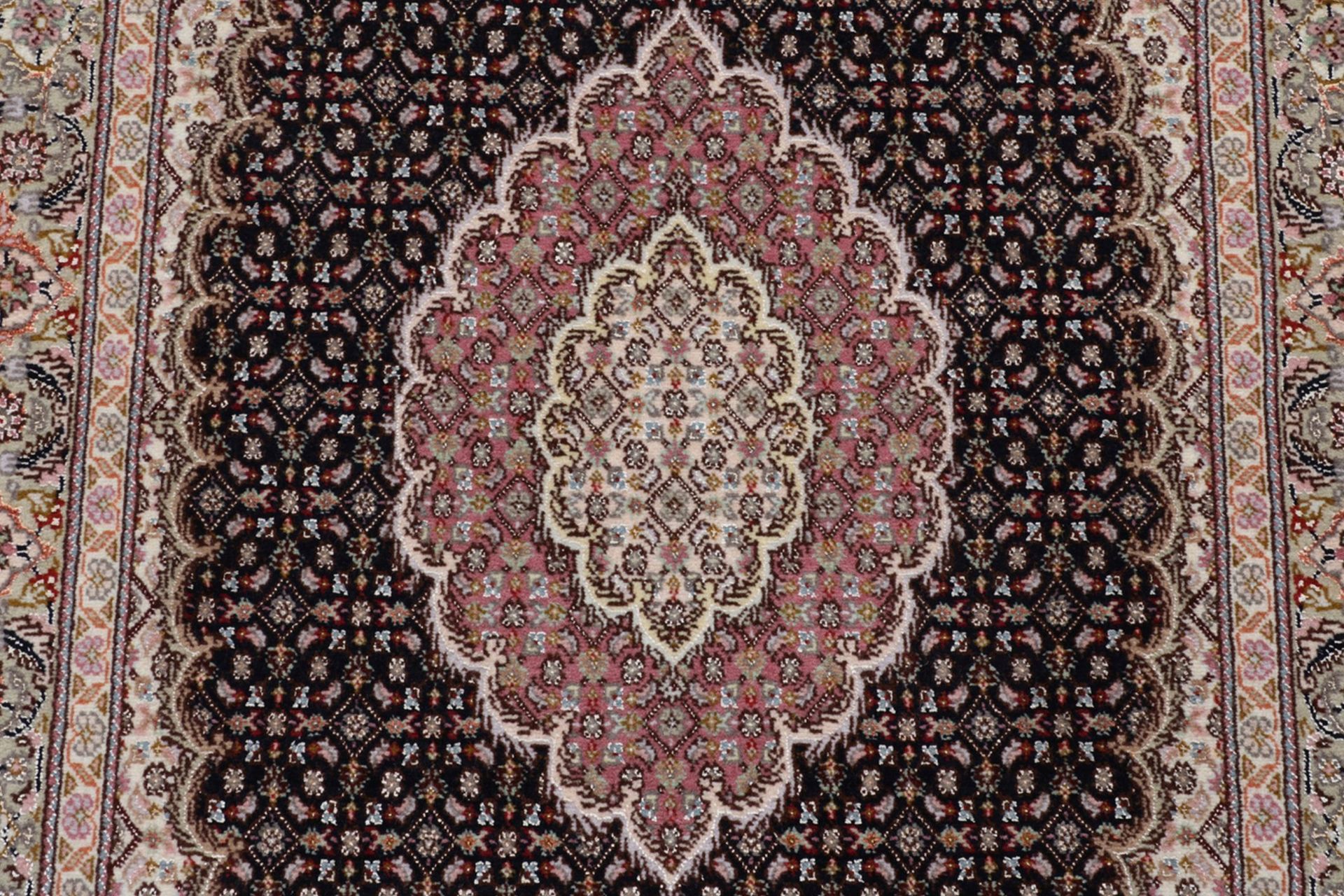 Handgeknüpfter Täbriz Perserteppich, 75 × 130 cm, Wolle & Seide