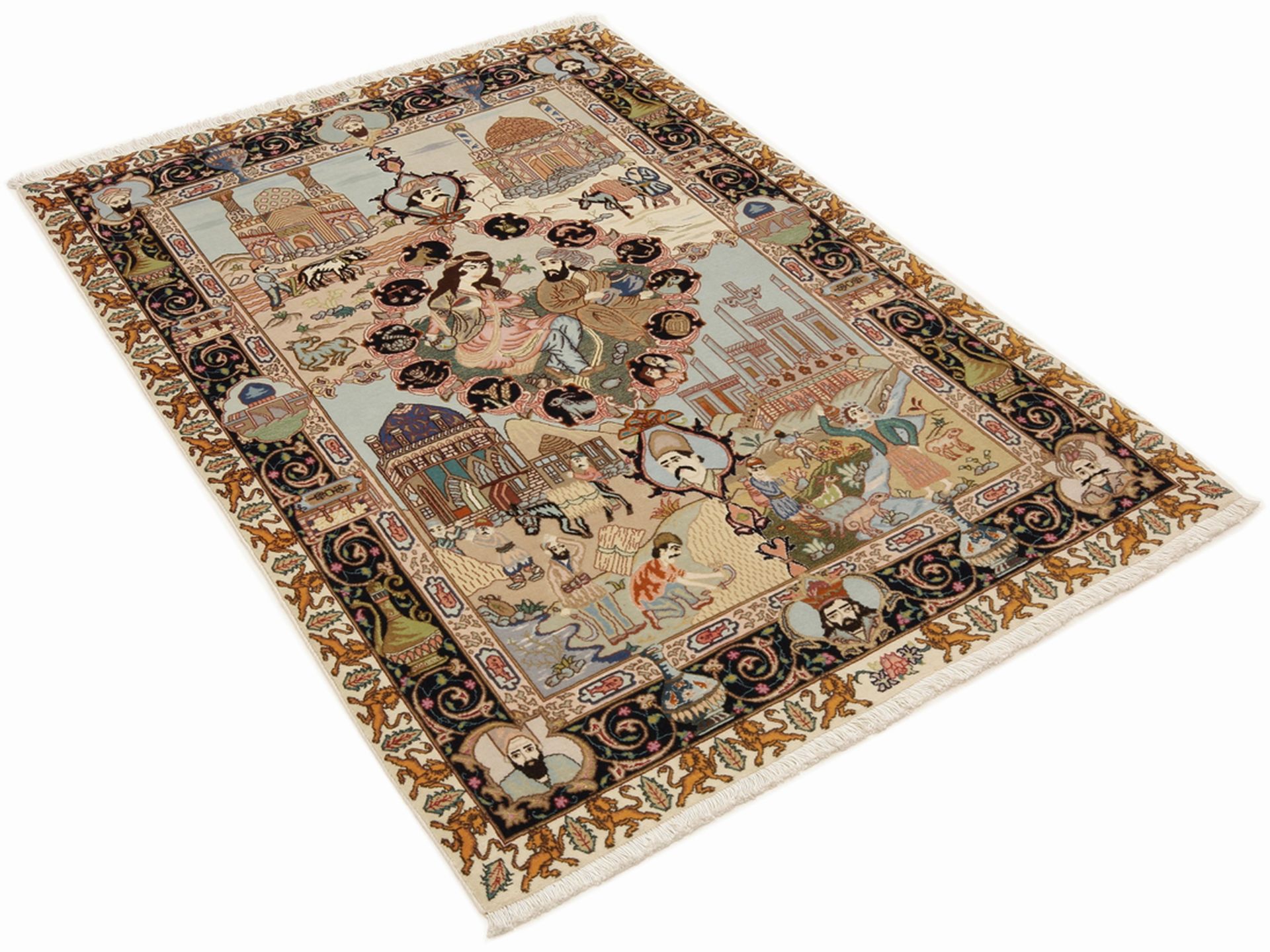 Täbriz Perserteppich 100 × 148 cm aus Wolle & Seide, handgeknüpft