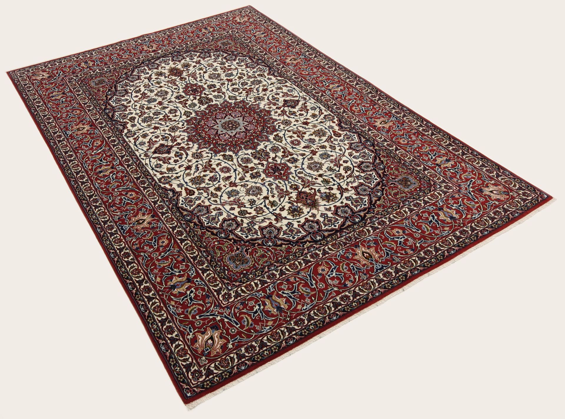 Isfahan Perserteppich 155 × 240 cm aus Wolle & Seide, handgeknüpft