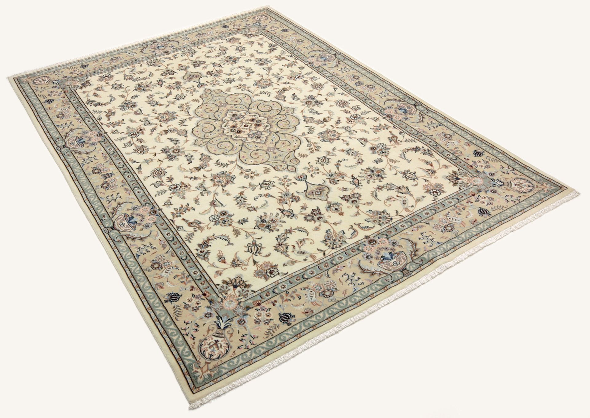 Handgeknüpfter Isfahan Perserteppich, 170 × 245 cm, Wolle & Seide