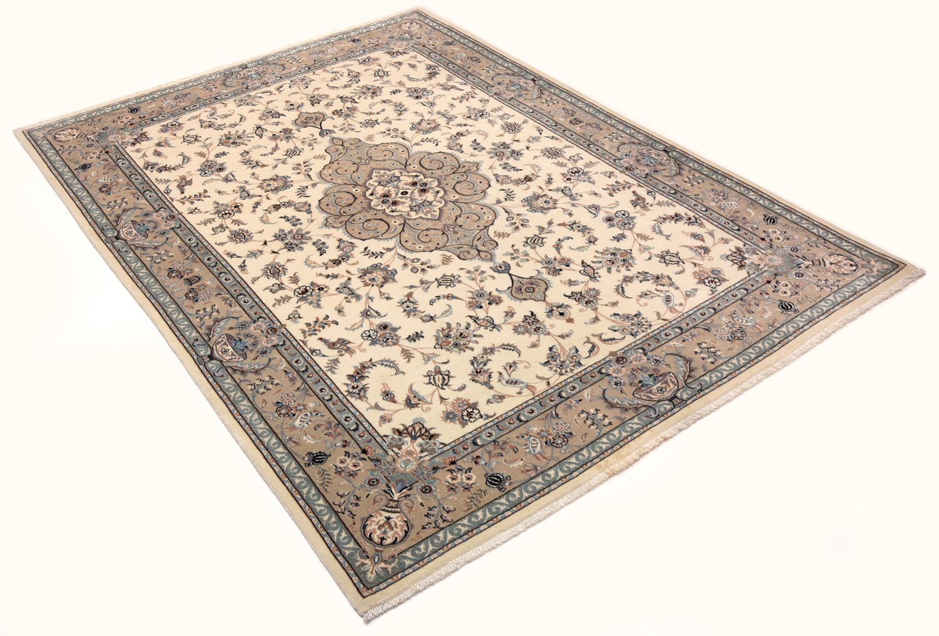 Handgeknüpfter Isfahan Perserteppich, 170 × 240 cm, Wolle & Seide