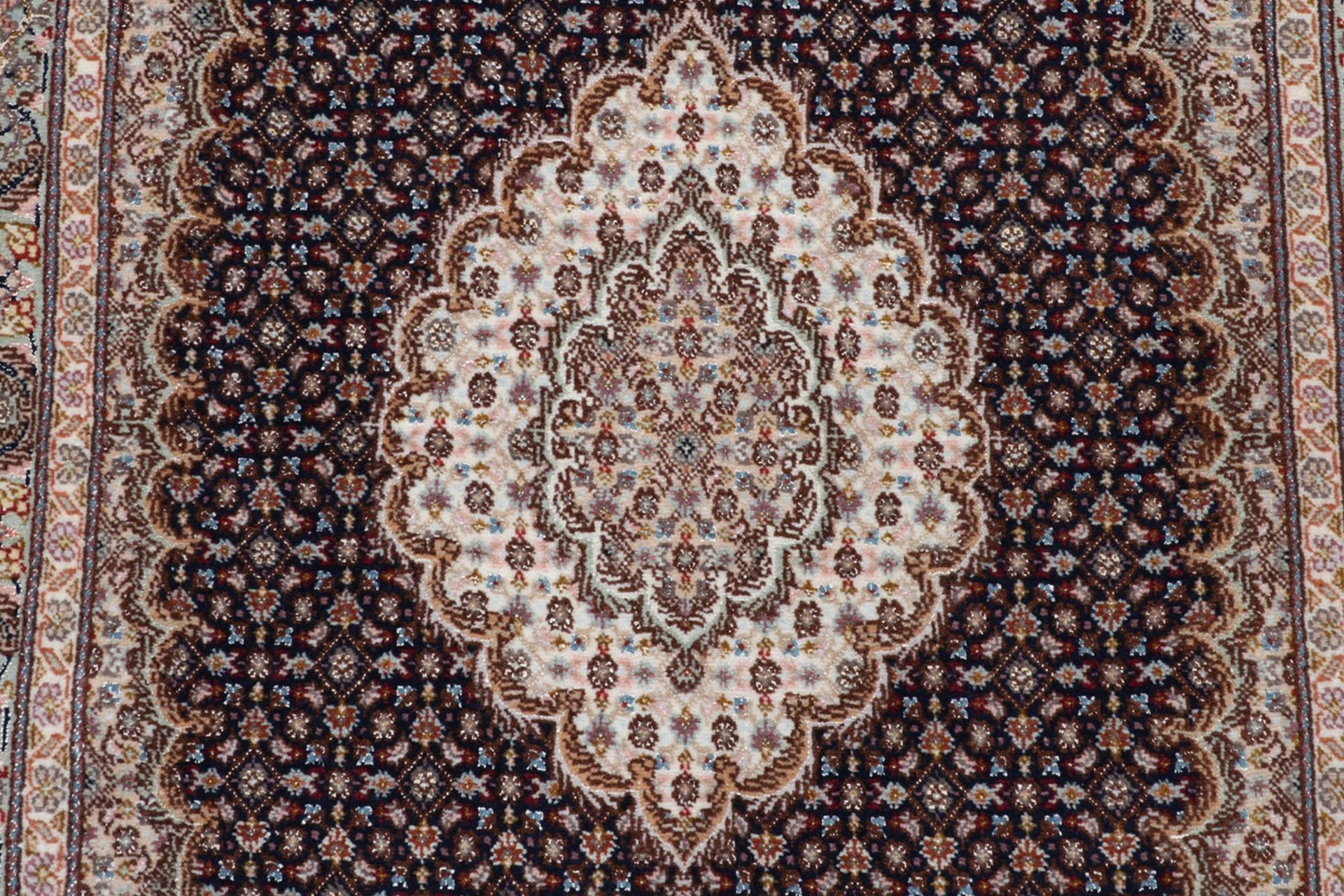 Handgeknüpfter Täbriz Perserteppich, 84 × 132 cm, Wolle & Seide