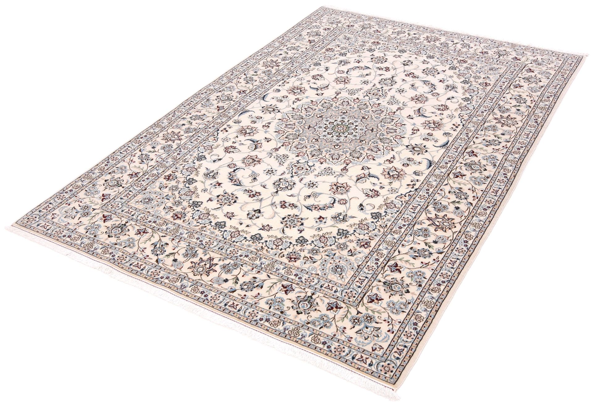 Handgeknüpfter Nain Perserteppich, 130 × 205 cm, Wolle & Seide