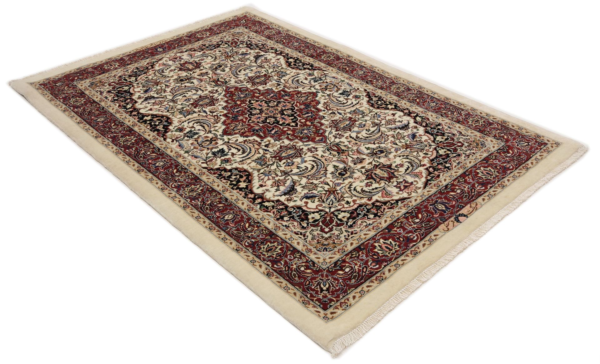 Isfahan Perserteppich 90 × 133 cm aus Wolle & Seide, handgeknüpft