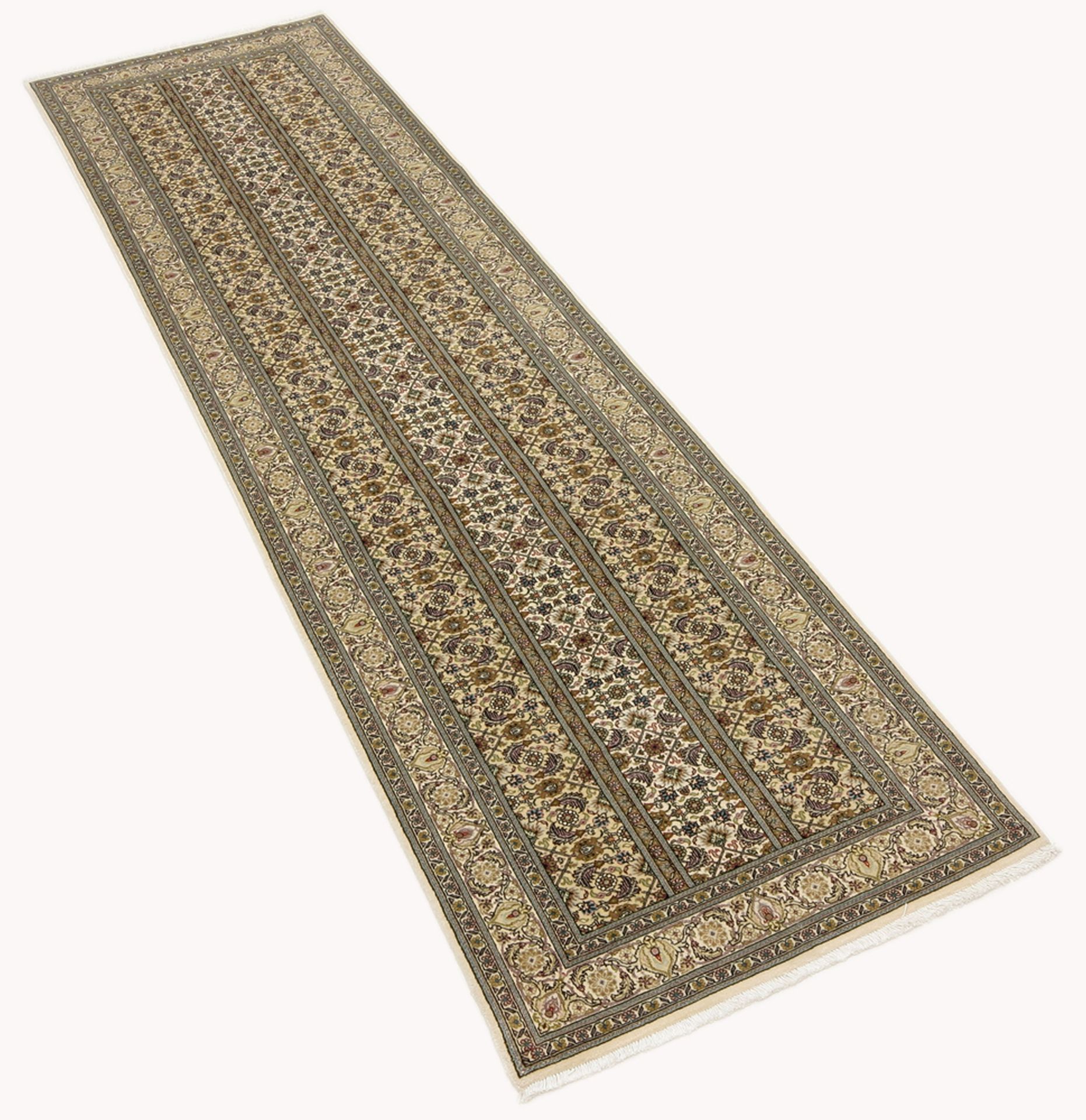 Handgeknüpfter Täbriz Perserteppich, 82 × 317 cm, Wolle & Seide