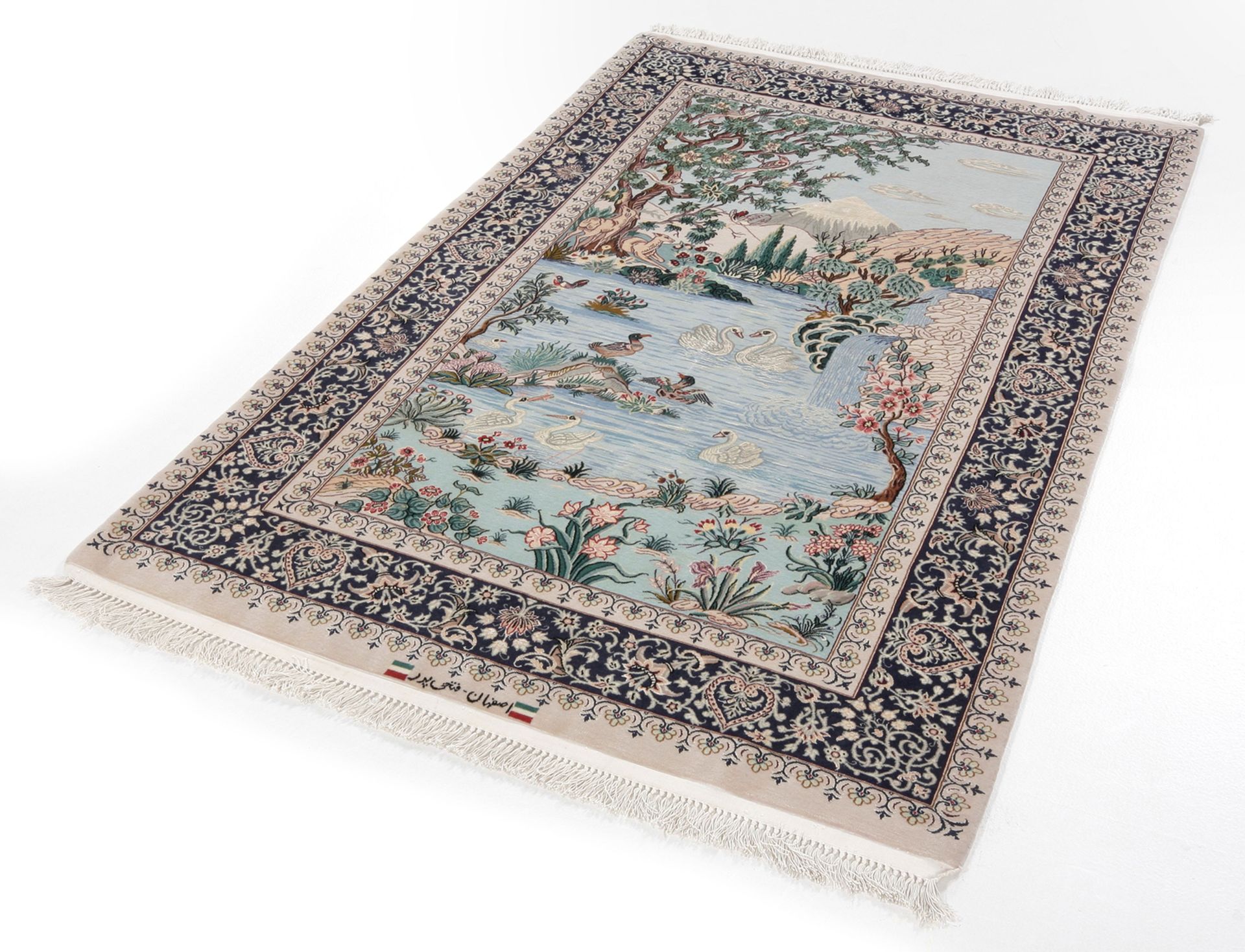 Isfahan Perserteppich 113 × 173 cm aus Wolle & Seide, handgeknüpft