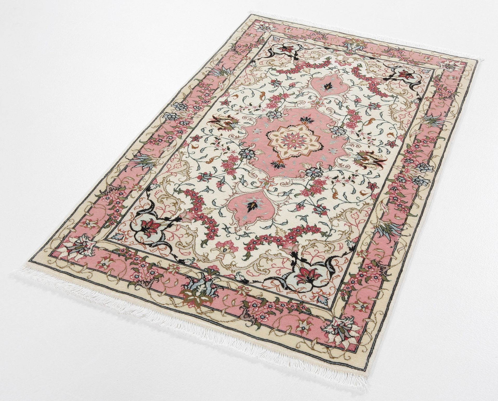 Täbriz Perserteppich 75 × 125 cm aus Wolle & Seide, handgeknüpft