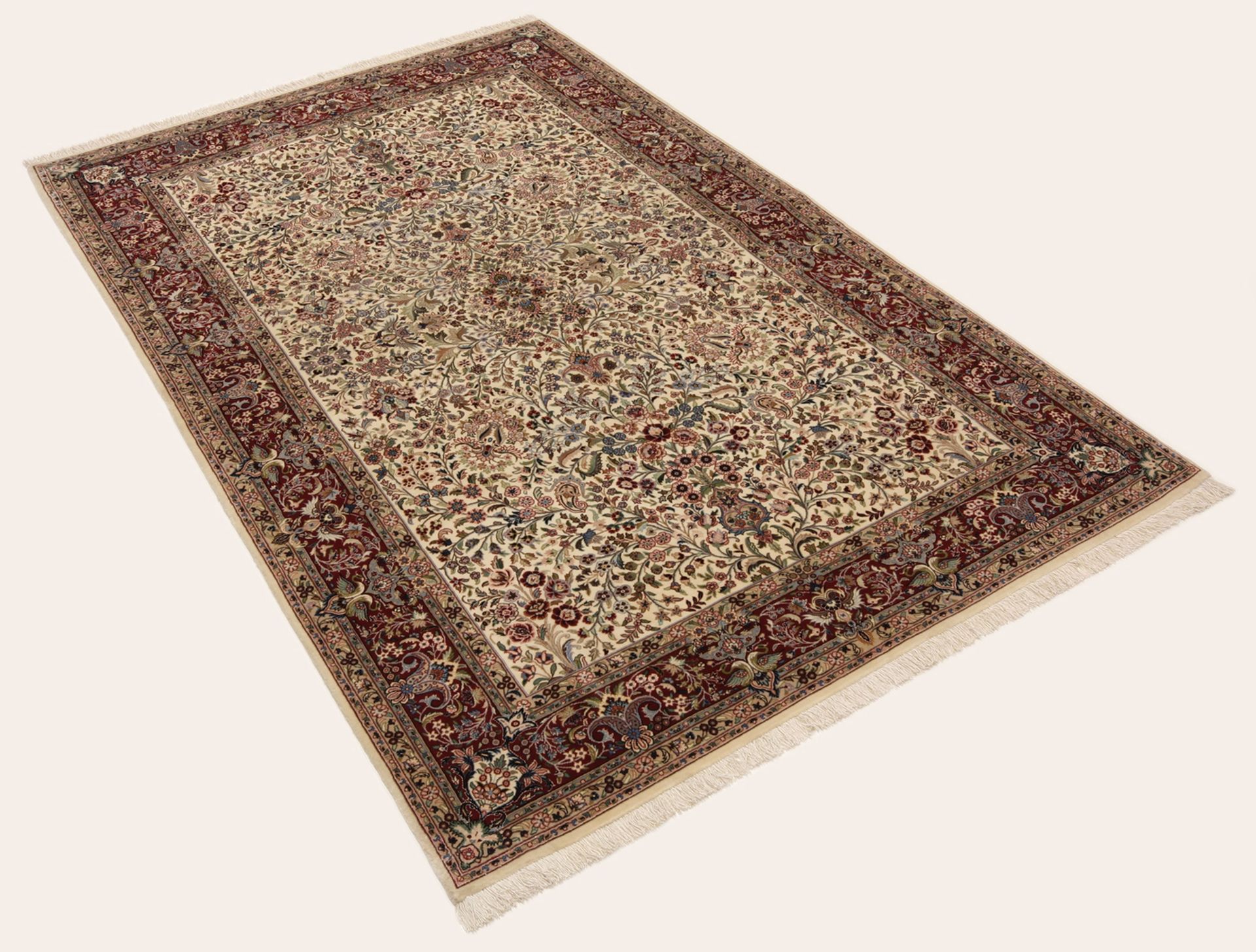 Isfahan Perserteppich 140 × 229 cm aus Wolle & Seide, handgeknüpft